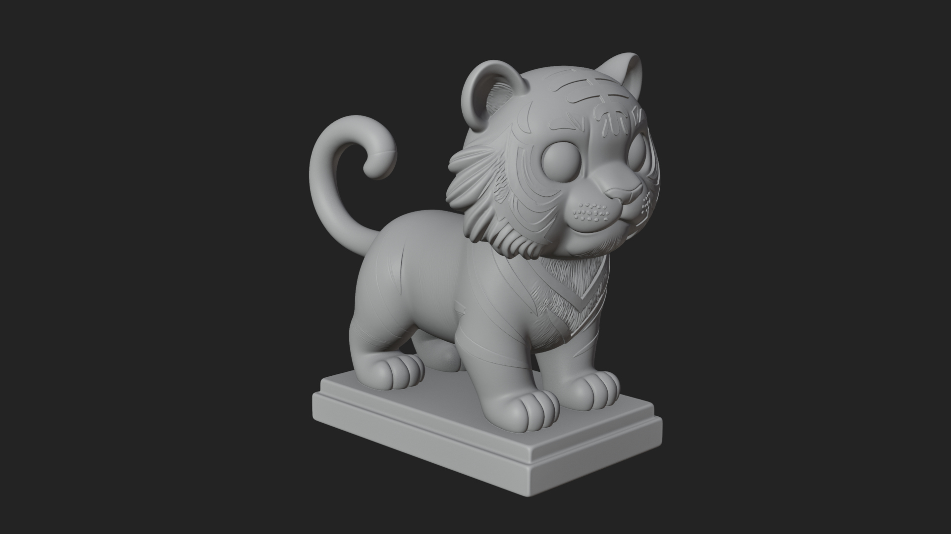 Cute Tiger Cub Statue Design 4 3D Print Model 3D Model