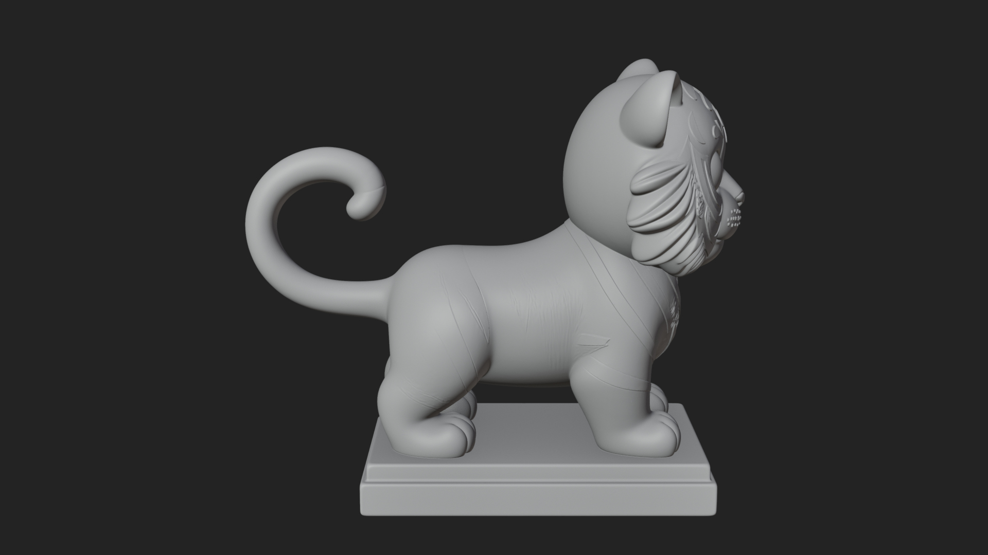 Cute Tiger Cub Statue Design 4 3D Print Model 3D Model