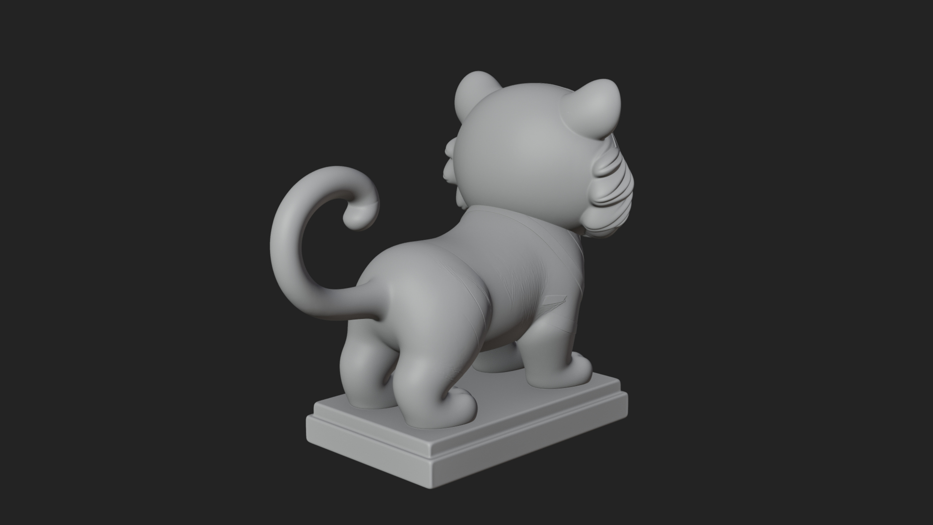 Cute Tiger Cub Statue Design 4 3D Print Model 3D Model