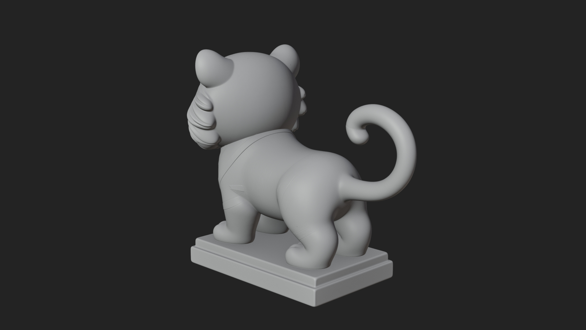 Cute Tiger Cub Statue Design 4 3D Print Model 3D Model