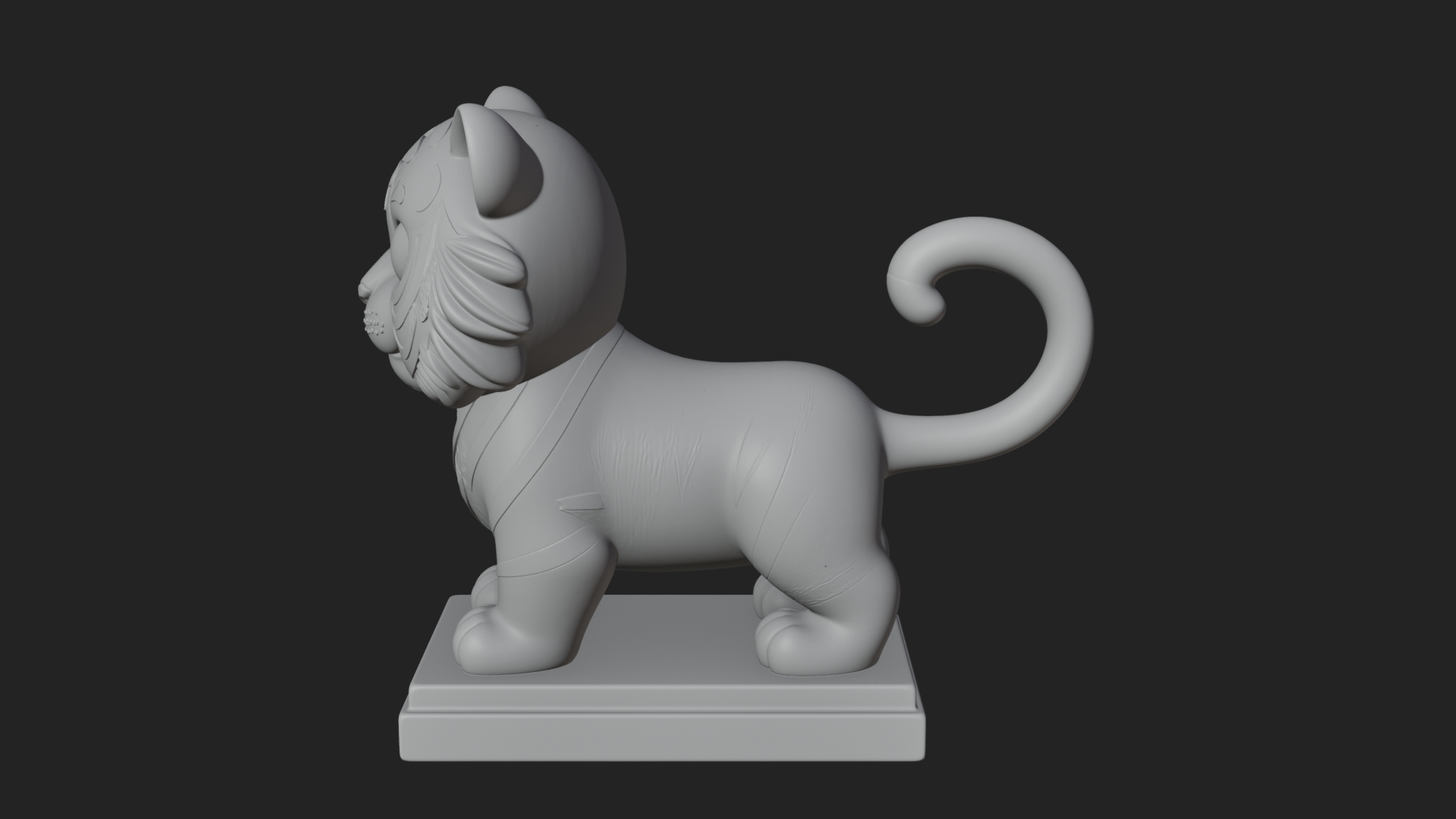 Cute Tiger Cub Statue Design 4 3D Print Model 3D Model