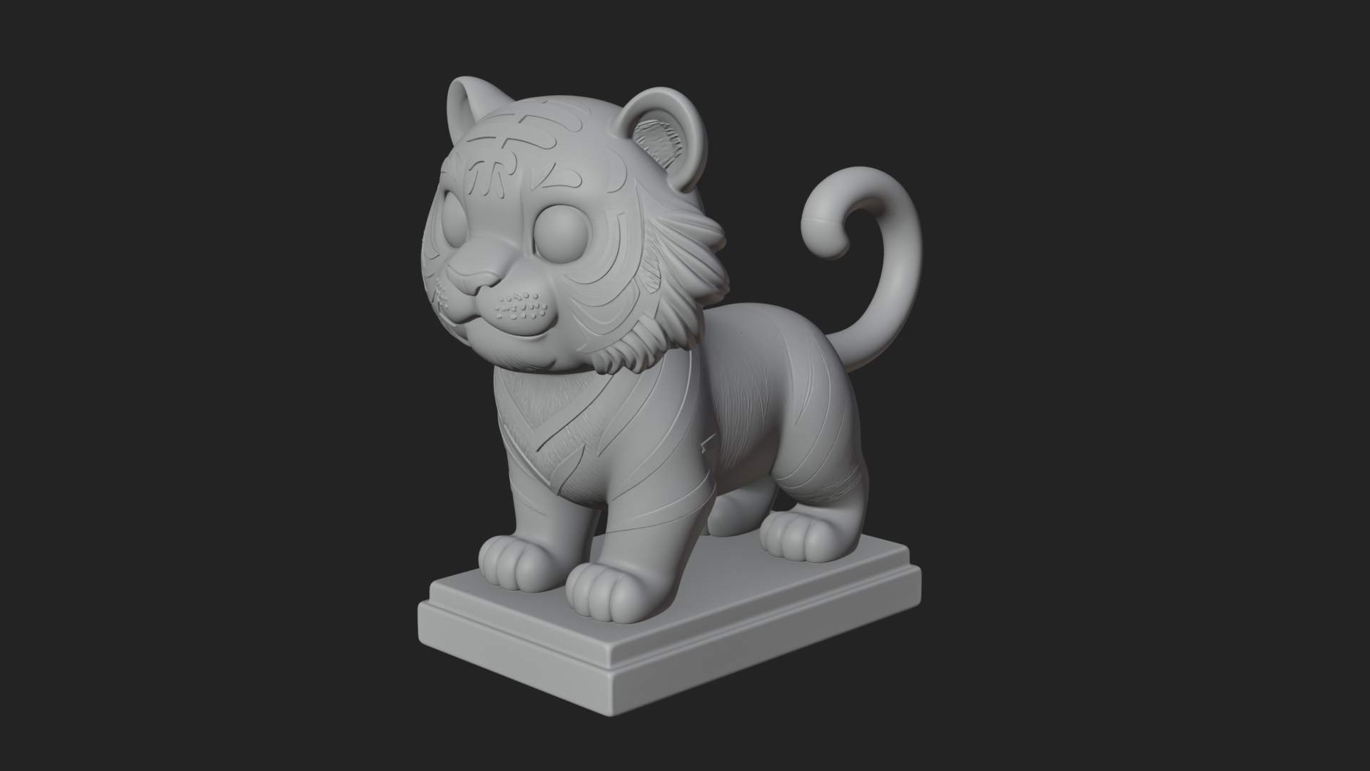 Cute Tiger Cub Statue Design 4 3D Print Model 3D Model