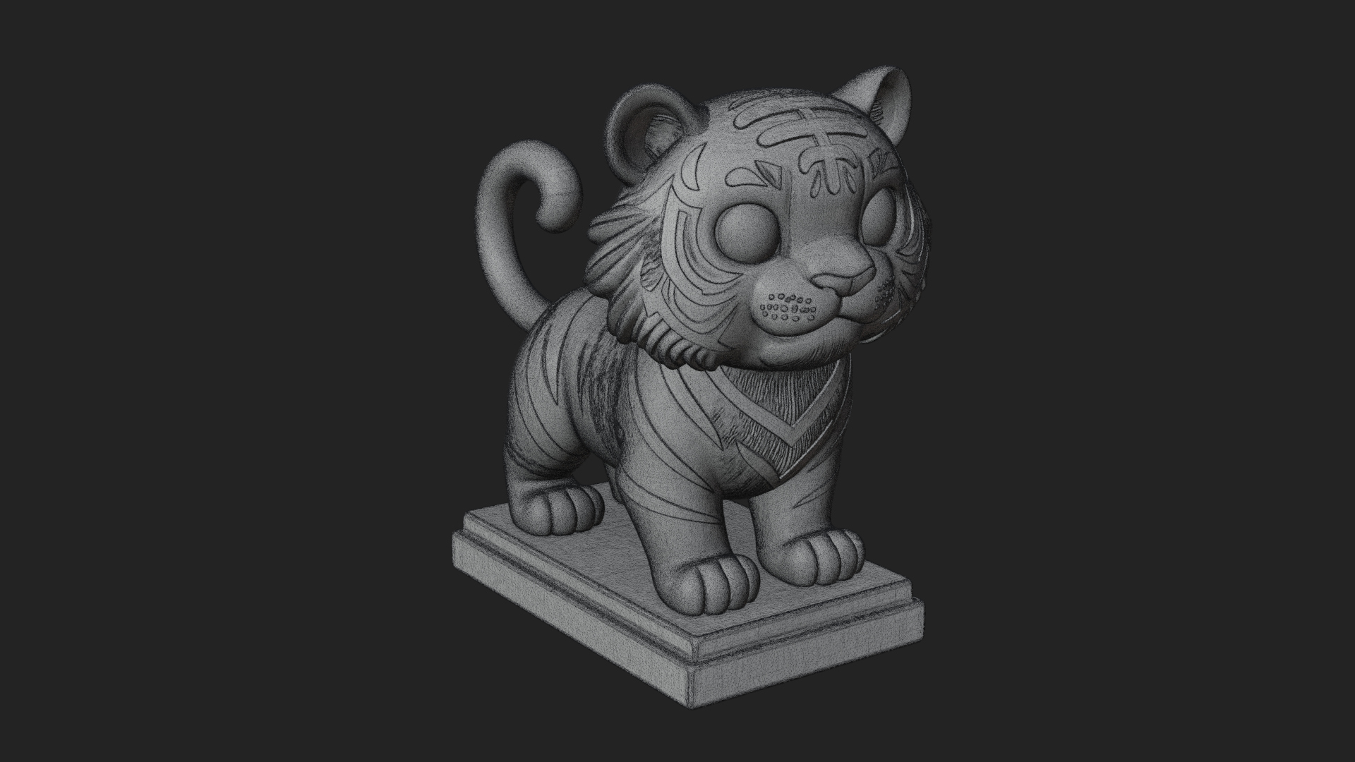 Cute Tiger Cub Statue Design 4 3D Print Model 3D Model