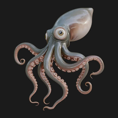 Cuttlefish Statue Design 3 3D Print Model