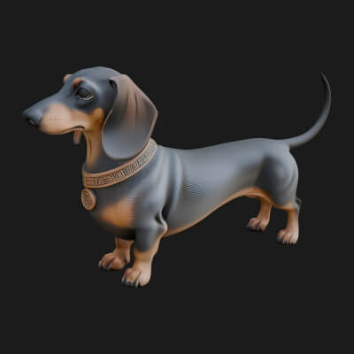 Dachshund Dog Statue Design 4 3D Print Model