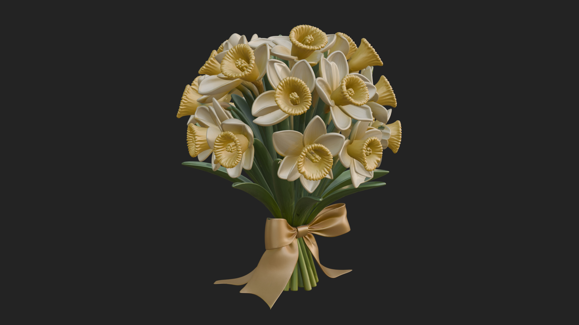Daffodil Flower Bouquet Ornament Design 1 3D Print Model 3D Model