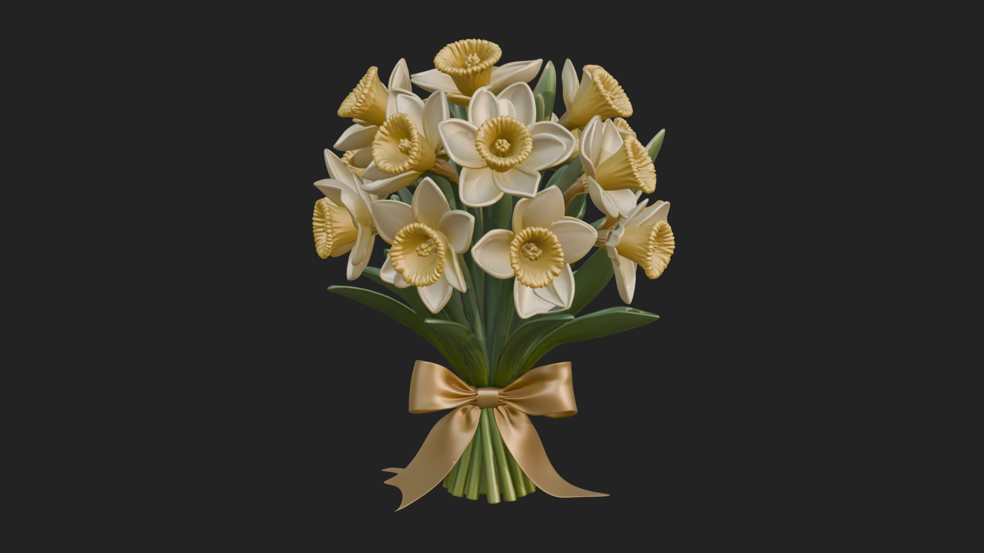 Daffodil Flower Bouquet Ornament Design 1 3D Print Model 3D Model