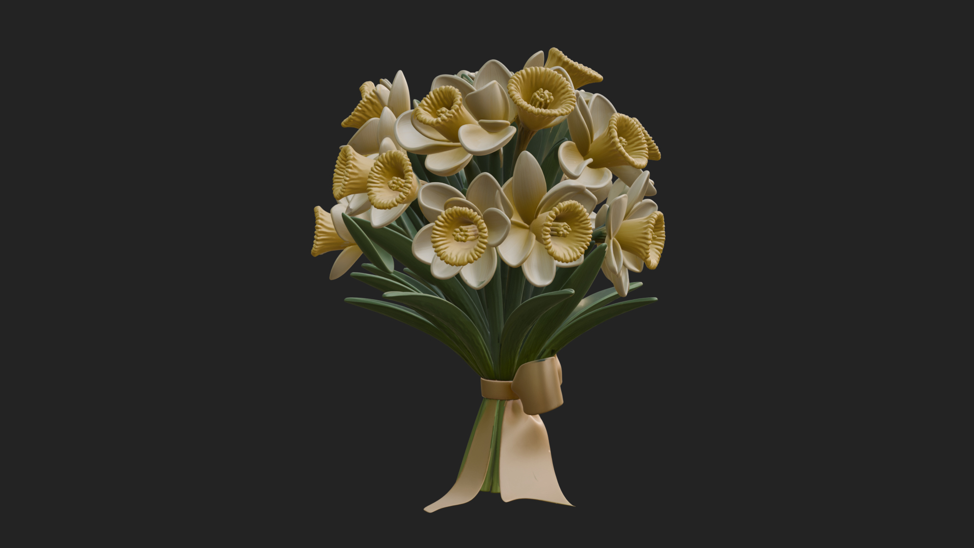 Daffodil Flower Bouquet Ornament Design 1 3D Print Model 3D Model