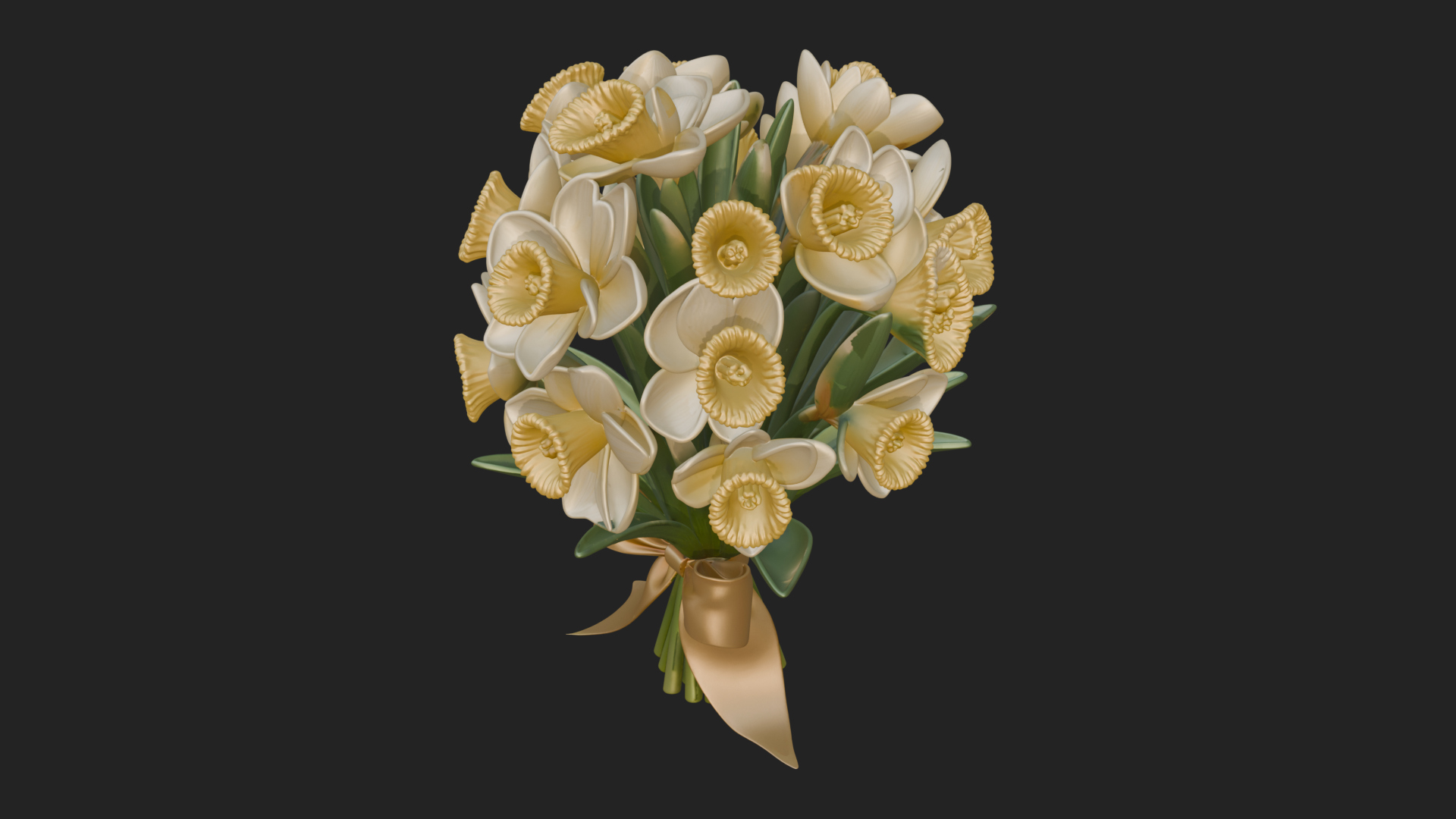 Daffodil Flower Bouquet Ornament Design 1 3D Print Model 3D Model