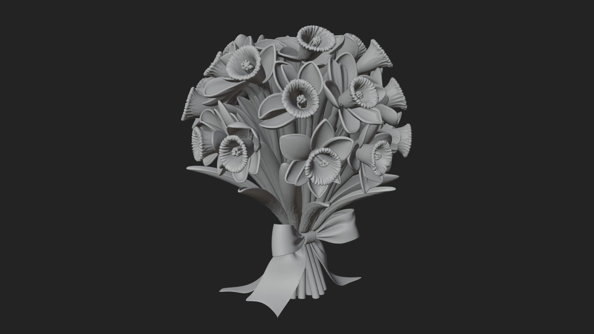 Daffodil Flower Bouquet Ornament Design 1 3D Print Model 3D Model