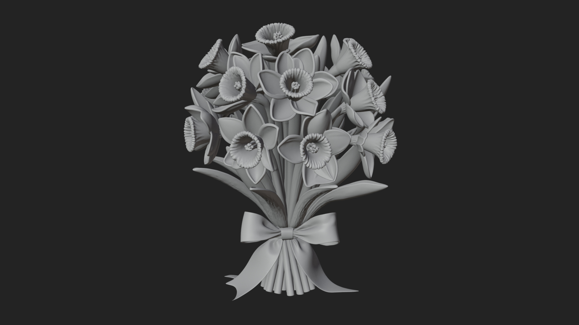 Daffodil Flower Bouquet Ornament Design 1 3D Print Model 3D Model