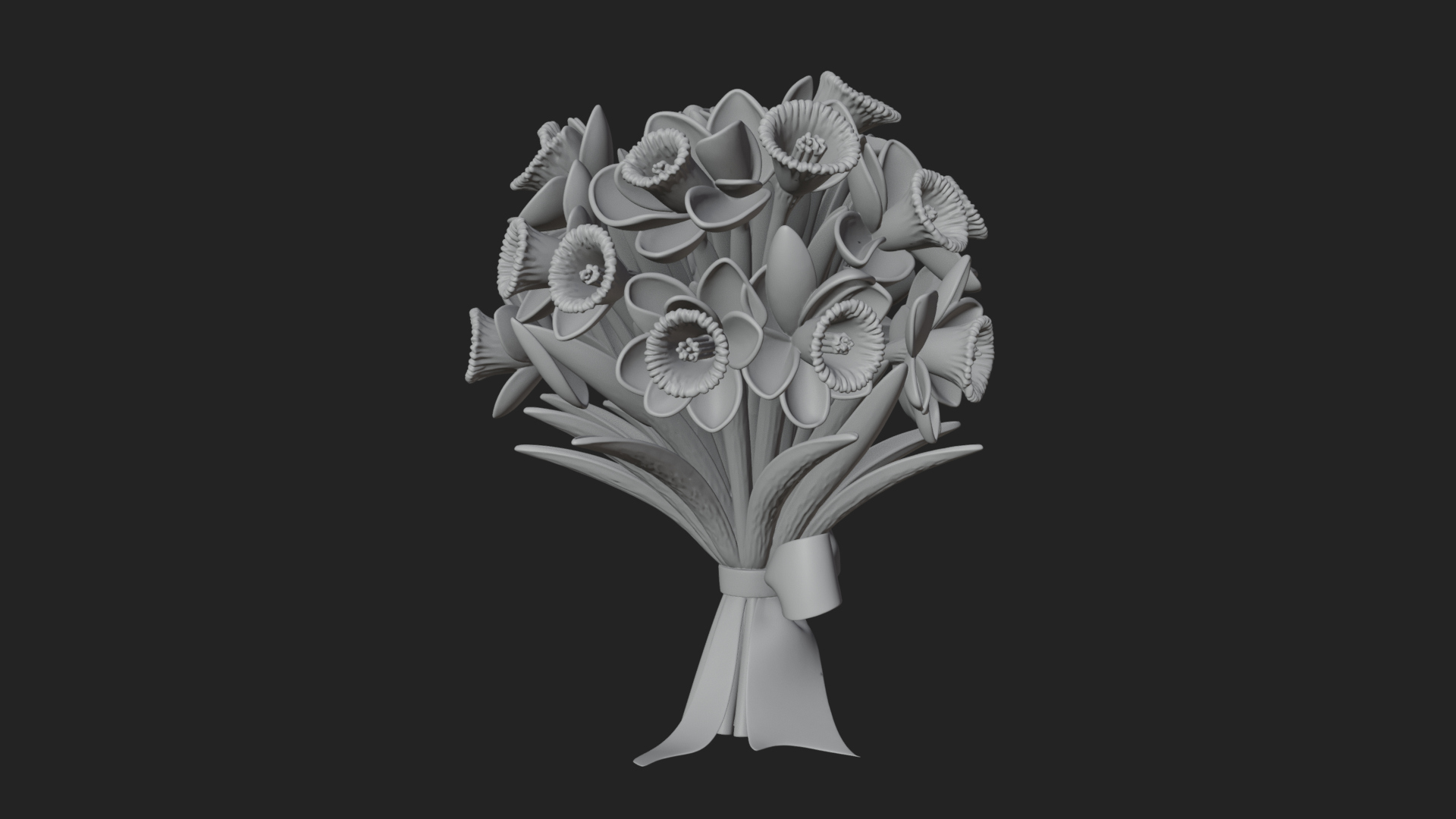 Daffodil Flower Bouquet Ornament Design 1 3D Print Model 3D Model