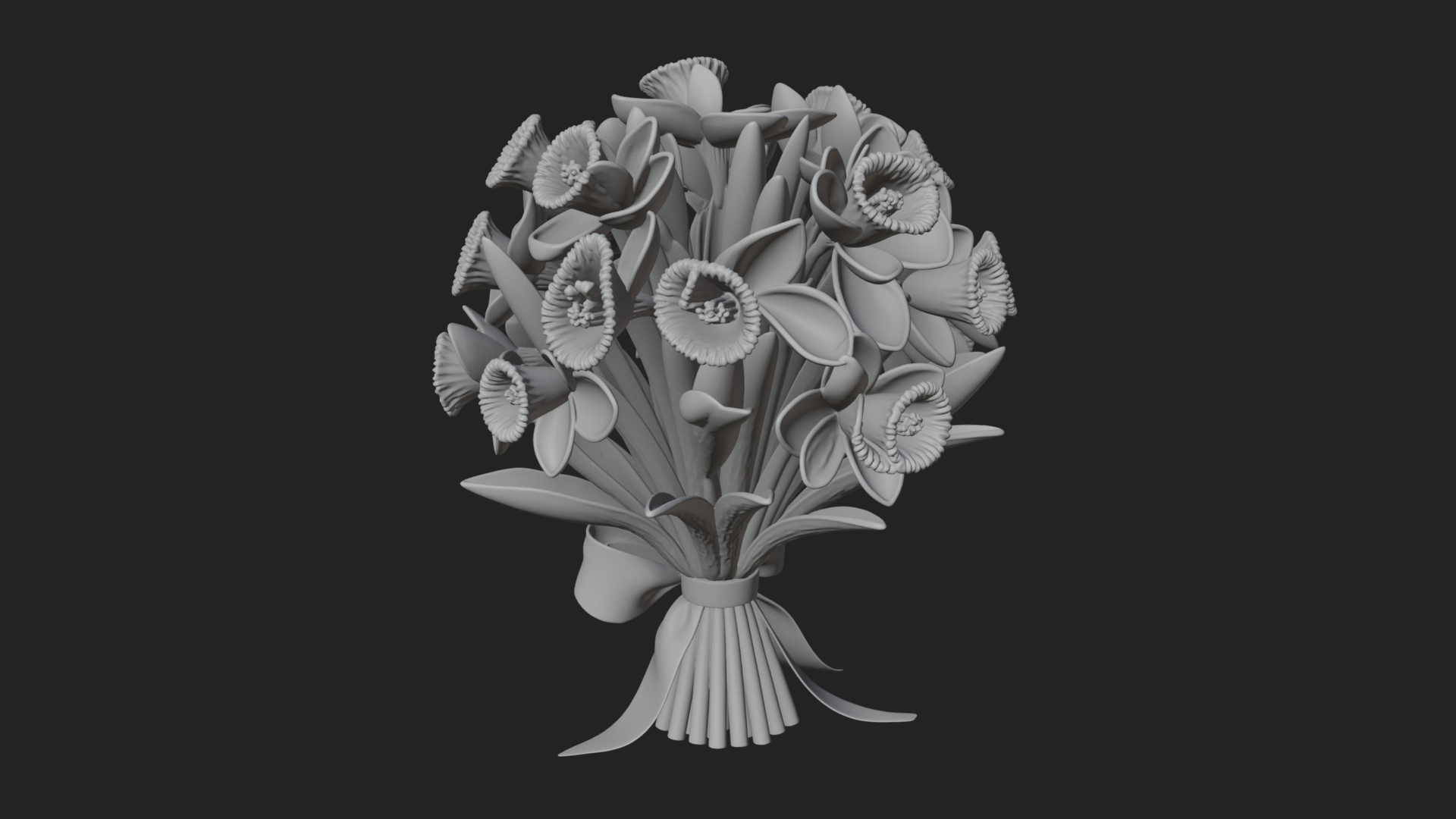 Daffodil Flower Bouquet Ornament Design 1 3D Print Model 3D Model