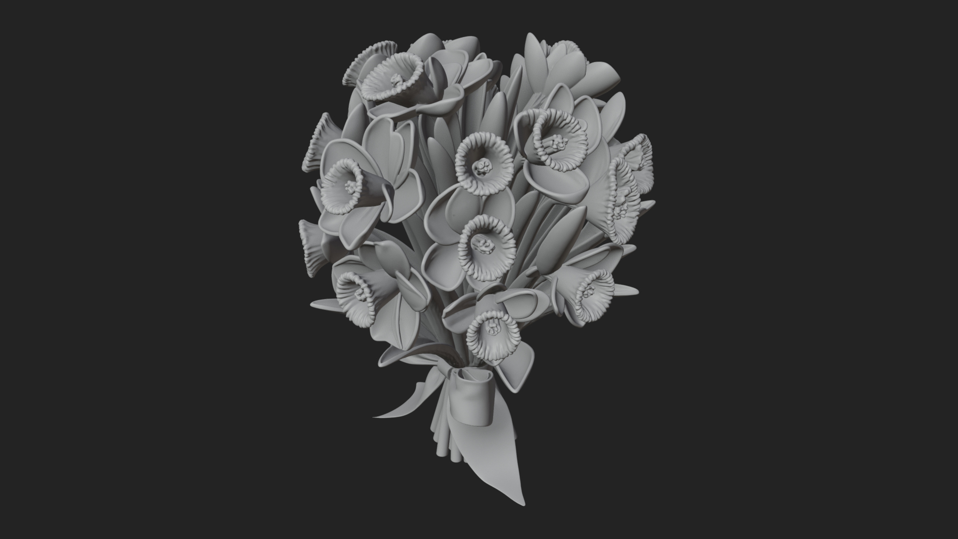 Daffodil Flower Bouquet Ornament Design 1 3D Print Model 3D Model