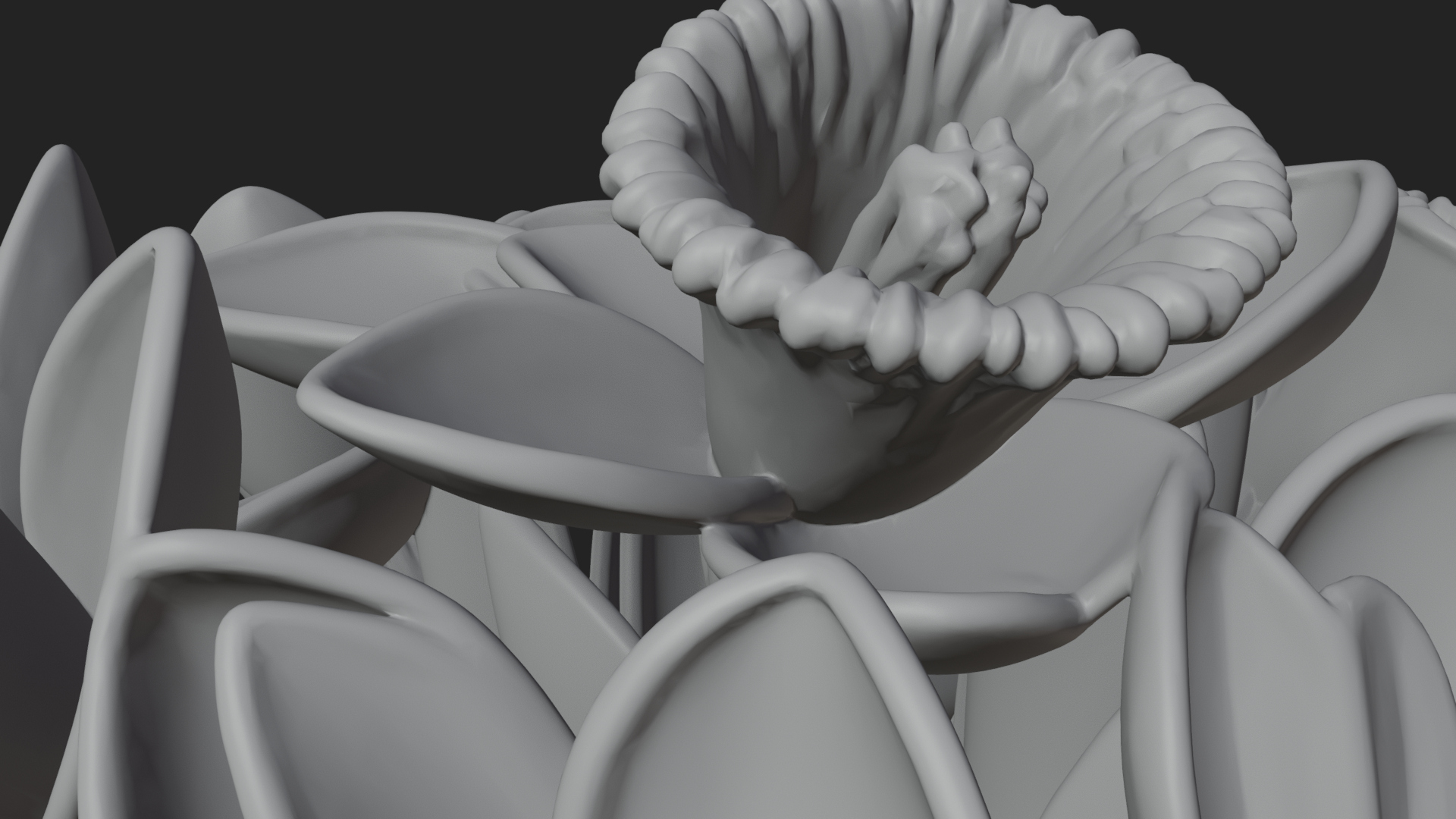 Daffodil Flower Bouquet Ornament Design 1 3D Print Model 3D Model