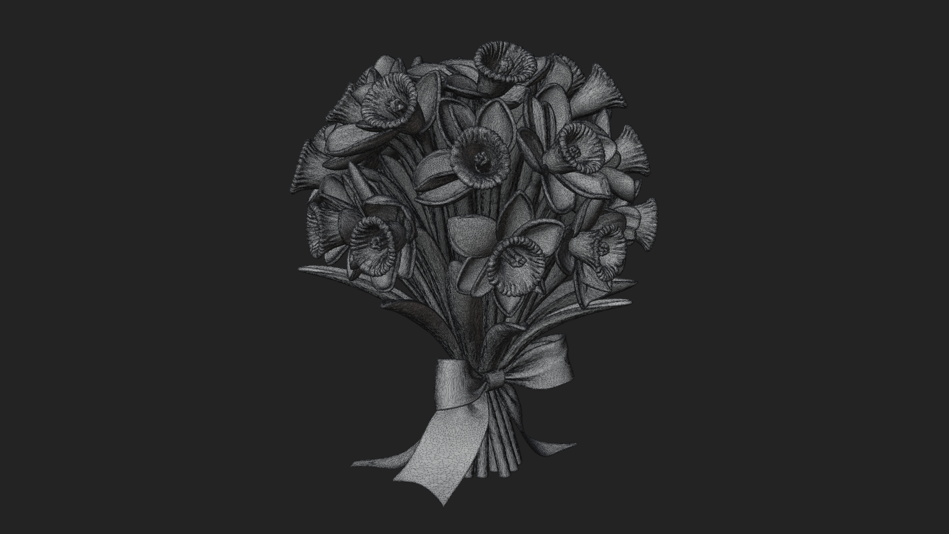 Daffodil Flower Bouquet Ornament Design 1 3D Print Model 3D Model