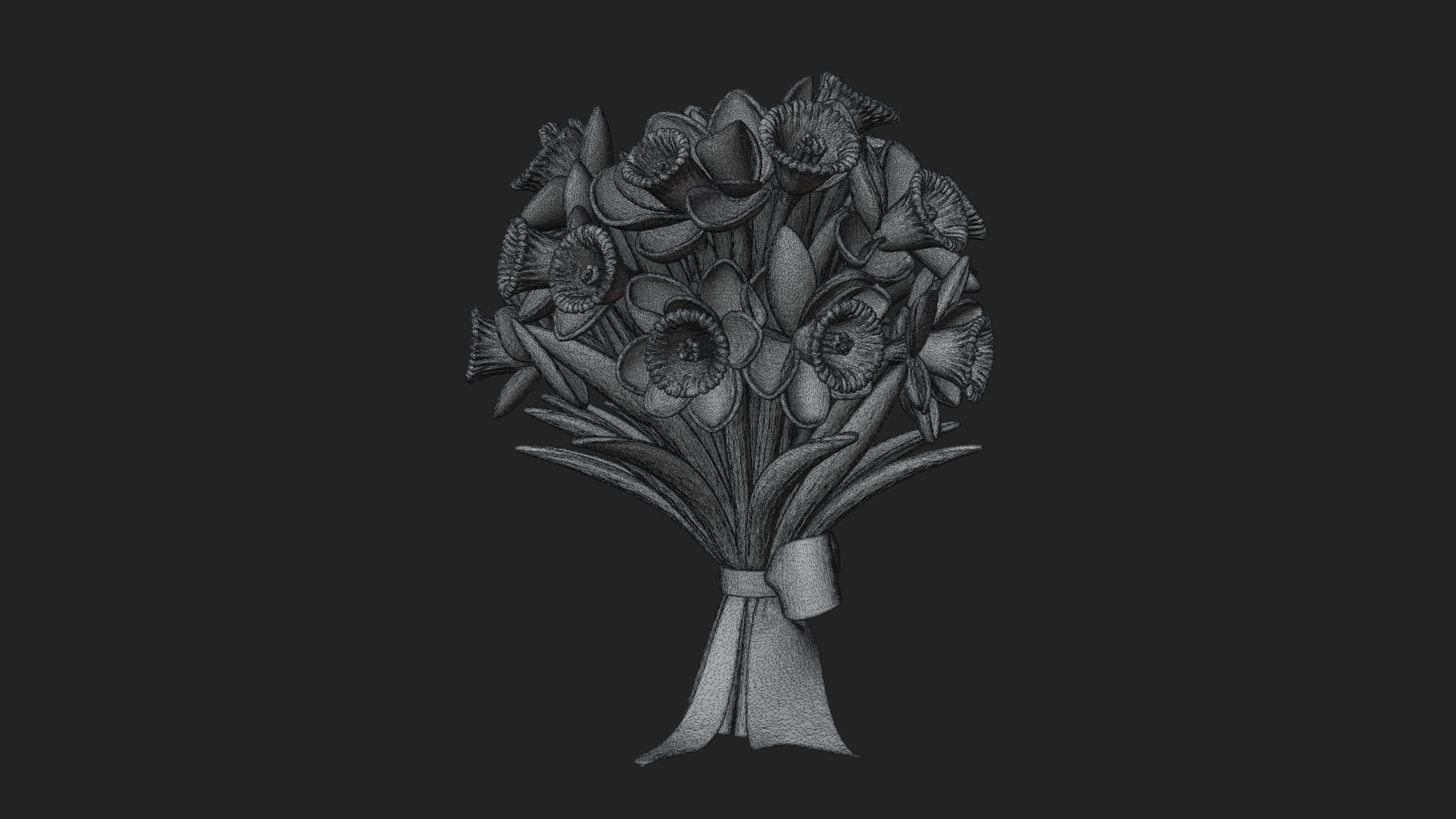 Daffodil Flower Bouquet Ornament Design 1 3D Print Model 3D Model