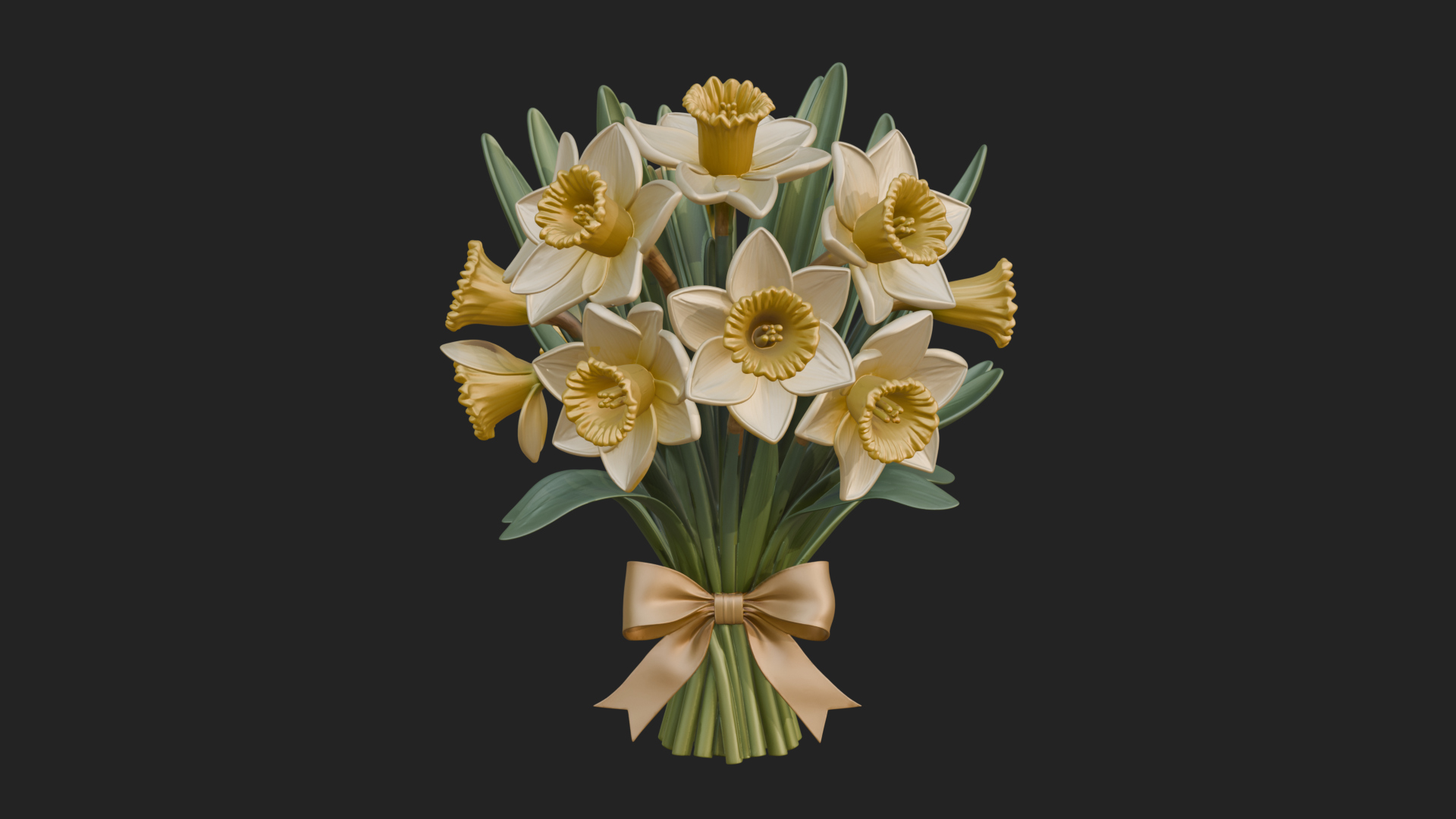 Daffodil Flower Bouquet Ornament Design 2 3D Print Model 3D Model