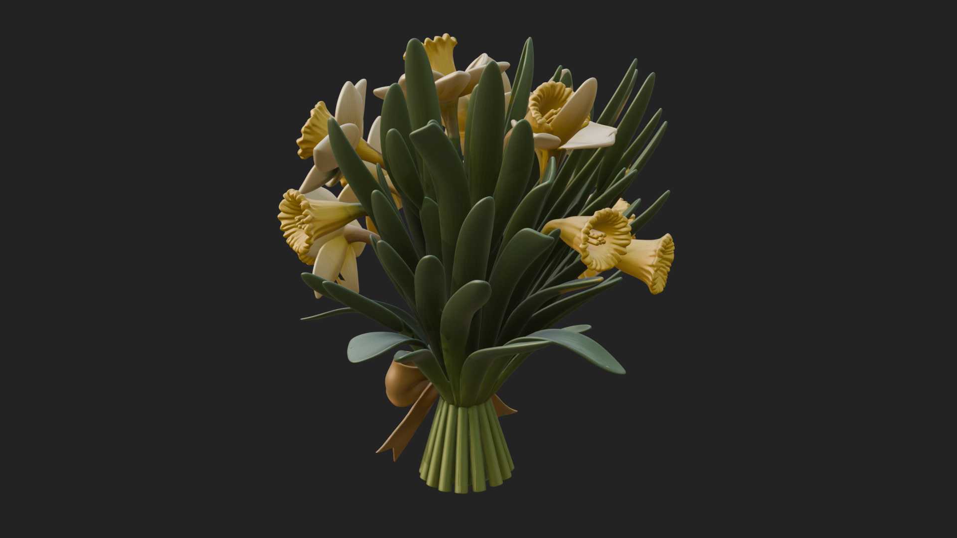 Daffodil Flower Bouquet Ornament Design 2 3D Print Model 3D Model
