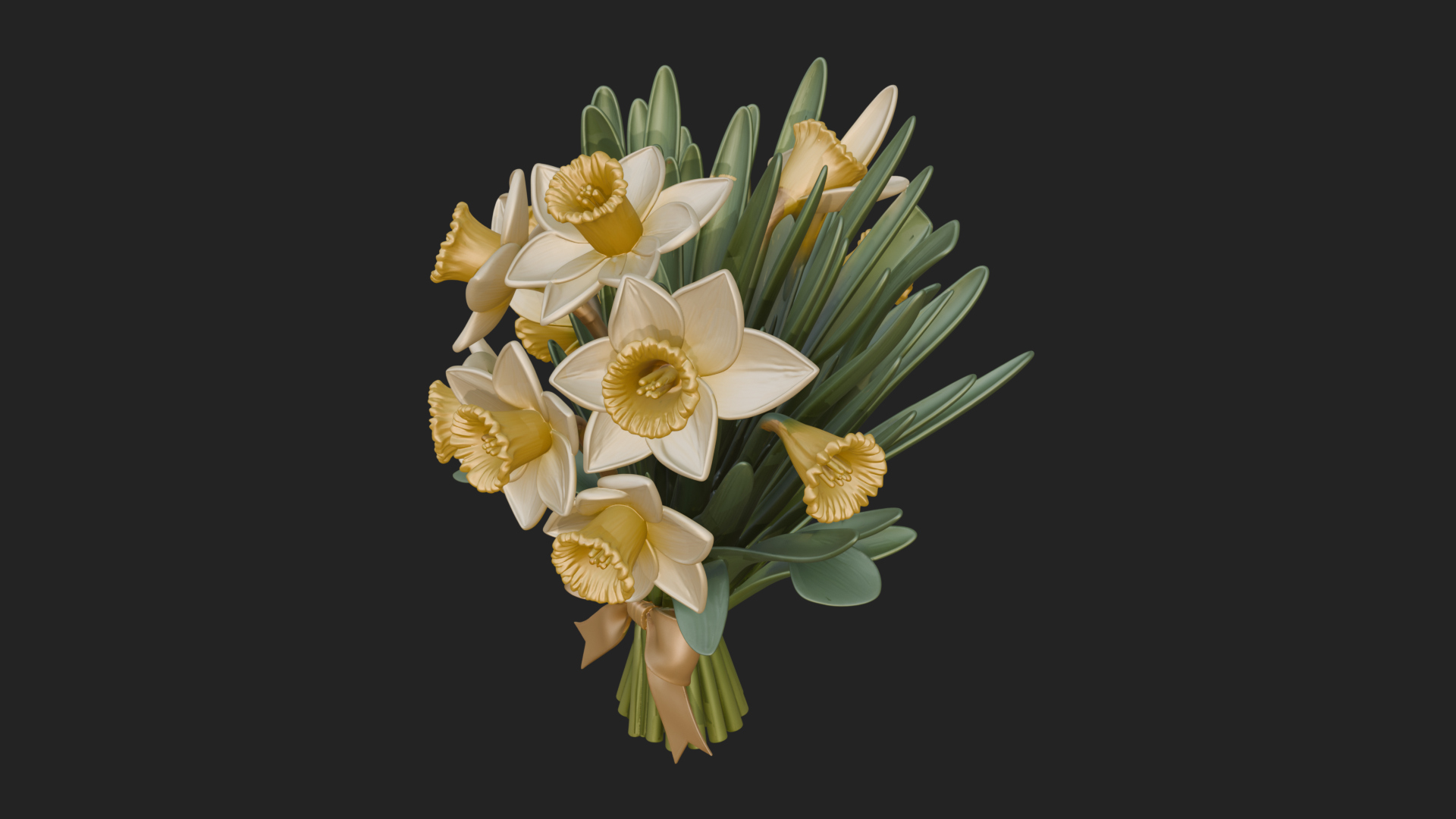 Daffodil Flower Bouquet Ornament Design 2 3D Print Model 3D Model