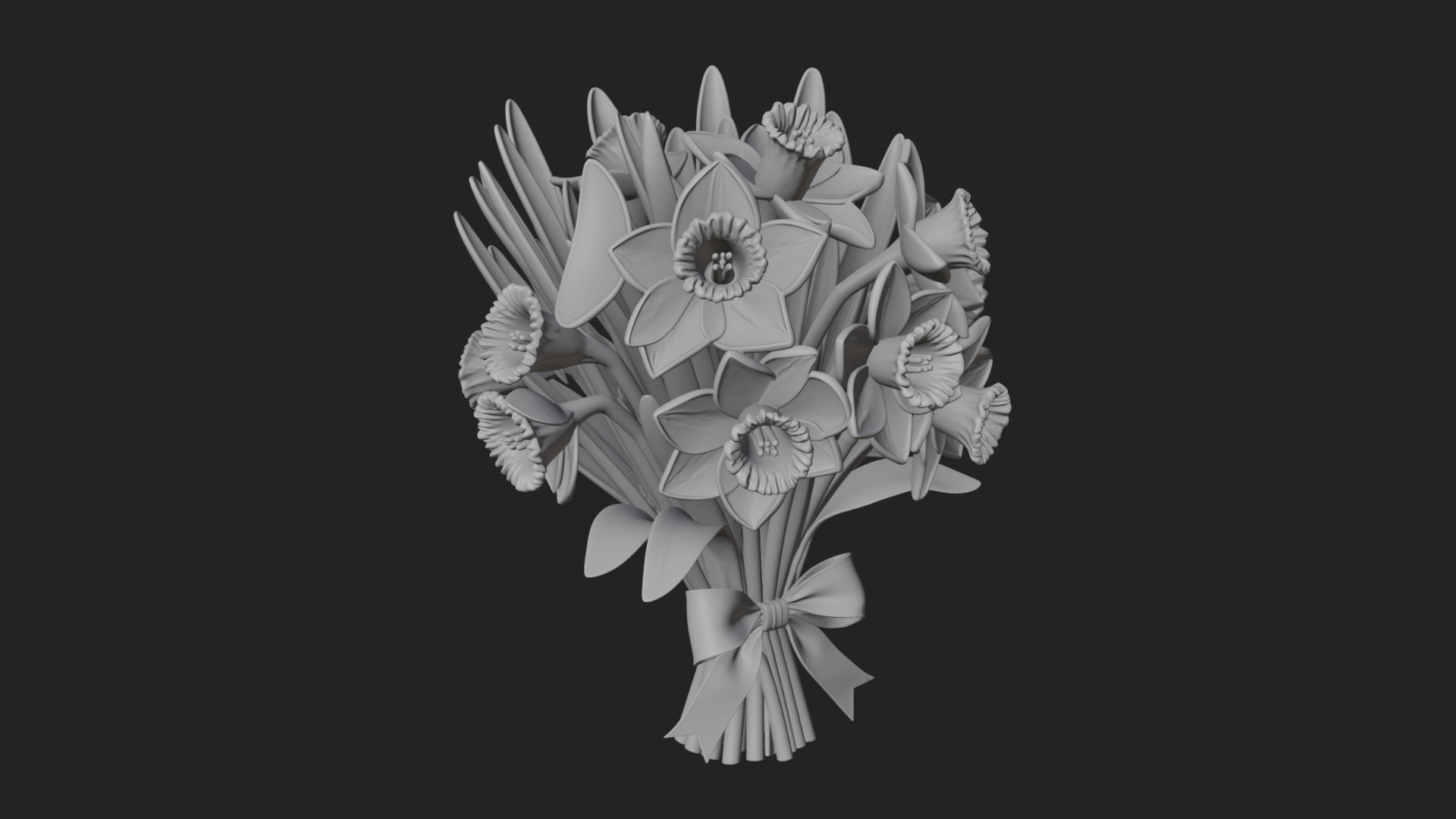 Daffodil Flower Bouquet Ornament Design 2 3D Print Model 3D Model