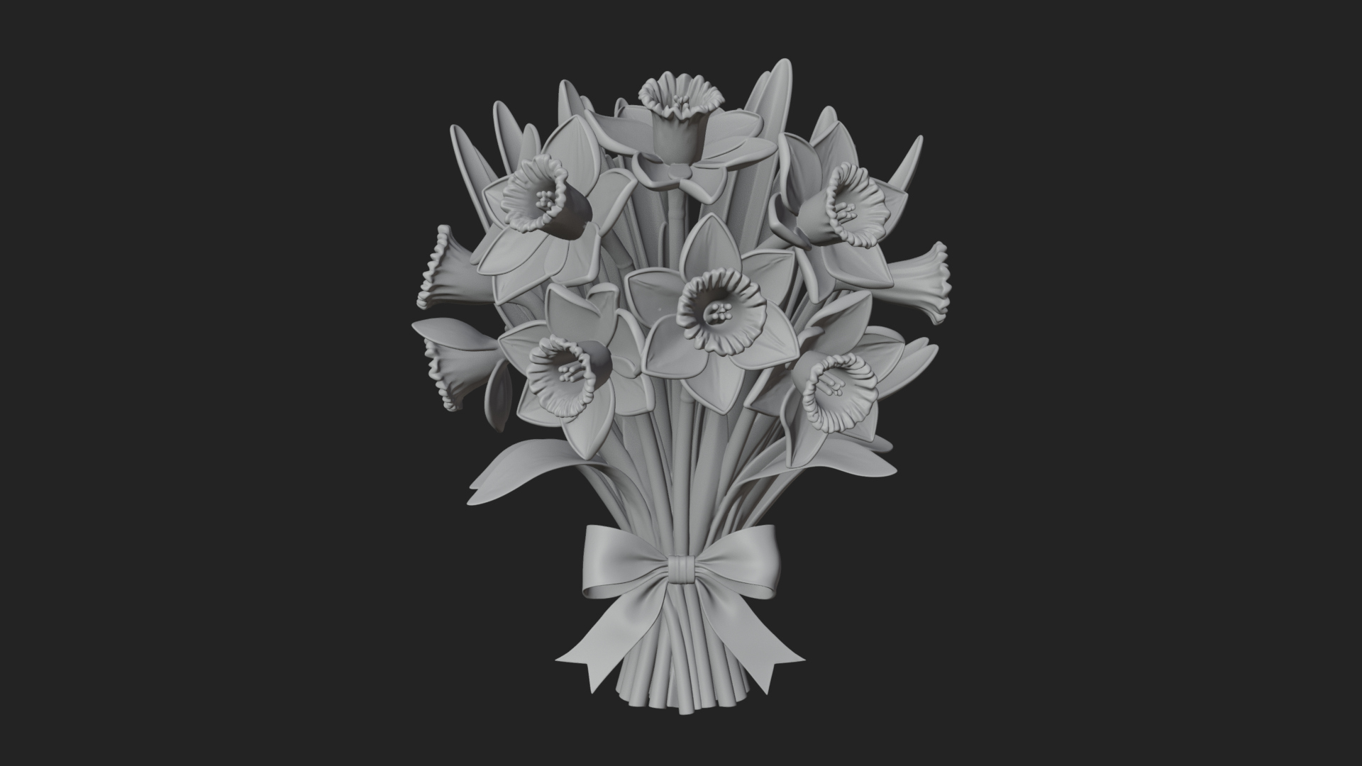 Daffodil Flower Bouquet Ornament Design 2 3D Print Model 3D Model
