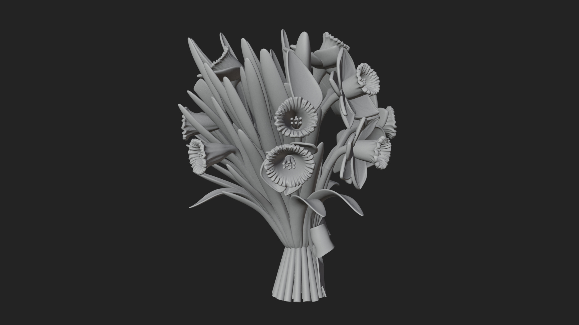 Daffodil Flower Bouquet Ornament Design 2 3D Print Model 3D Model