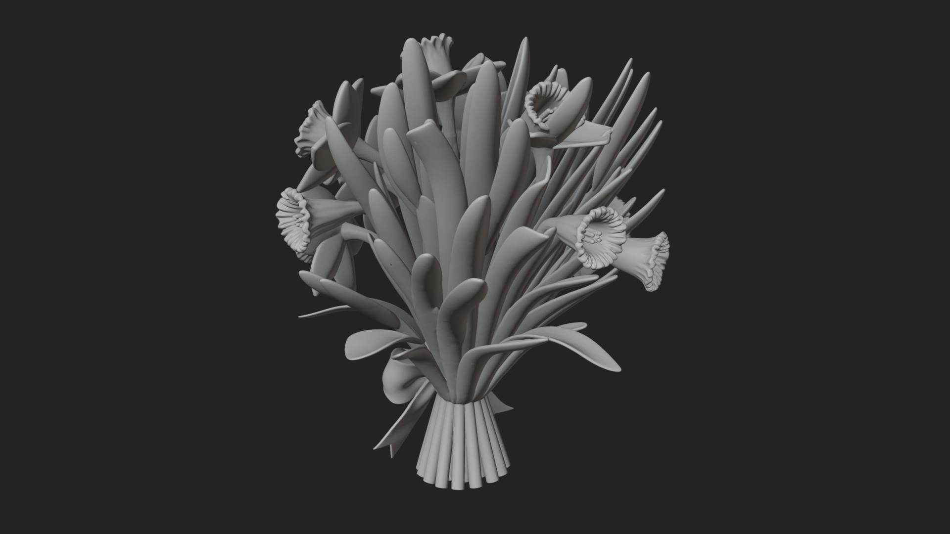 Daffodil Flower Bouquet Ornament Design 2 3D Print Model 3D Model