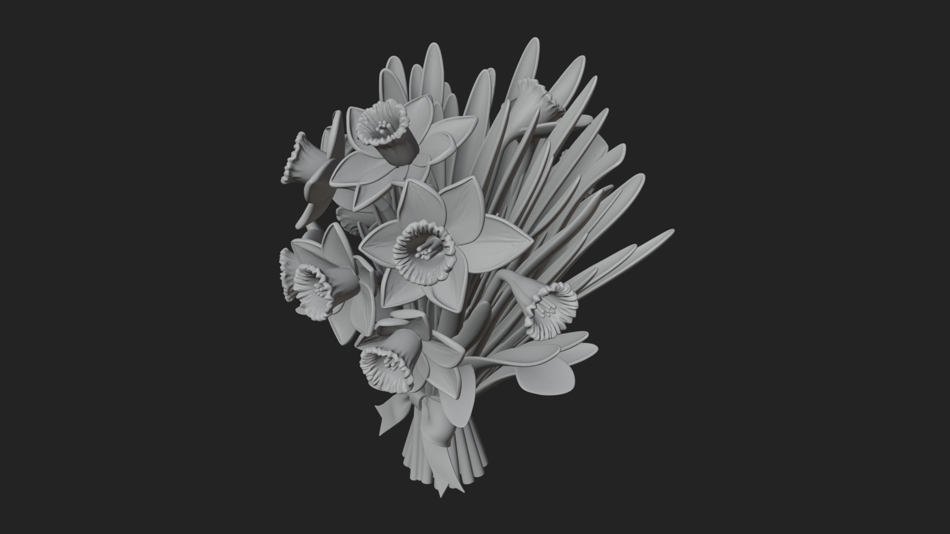 Daffodil Flower Bouquet Ornament Design 2 3D Print Model 3D Model