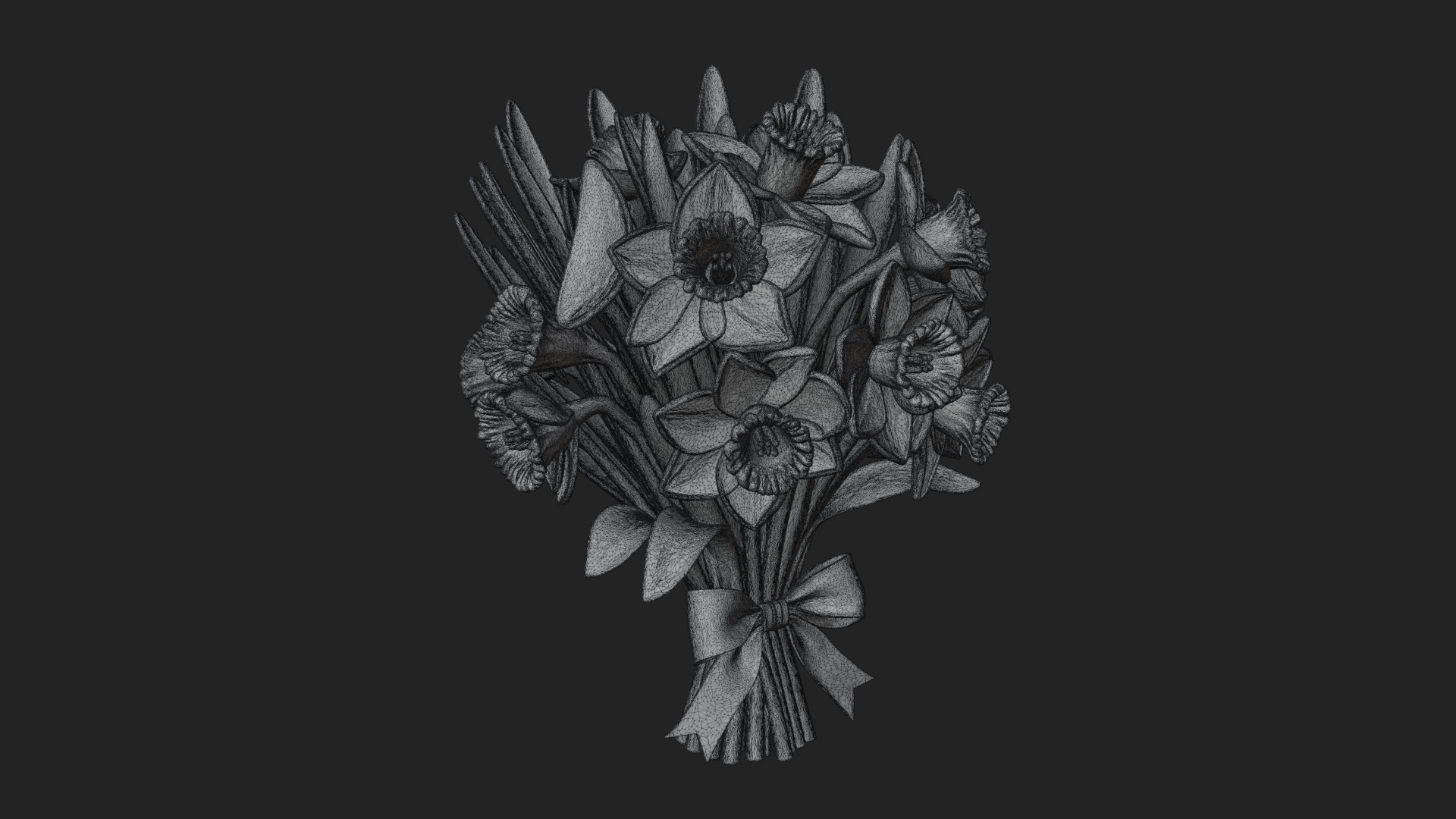 Daffodil Flower Bouquet Ornament Design 2 3D Print Model 3D Model