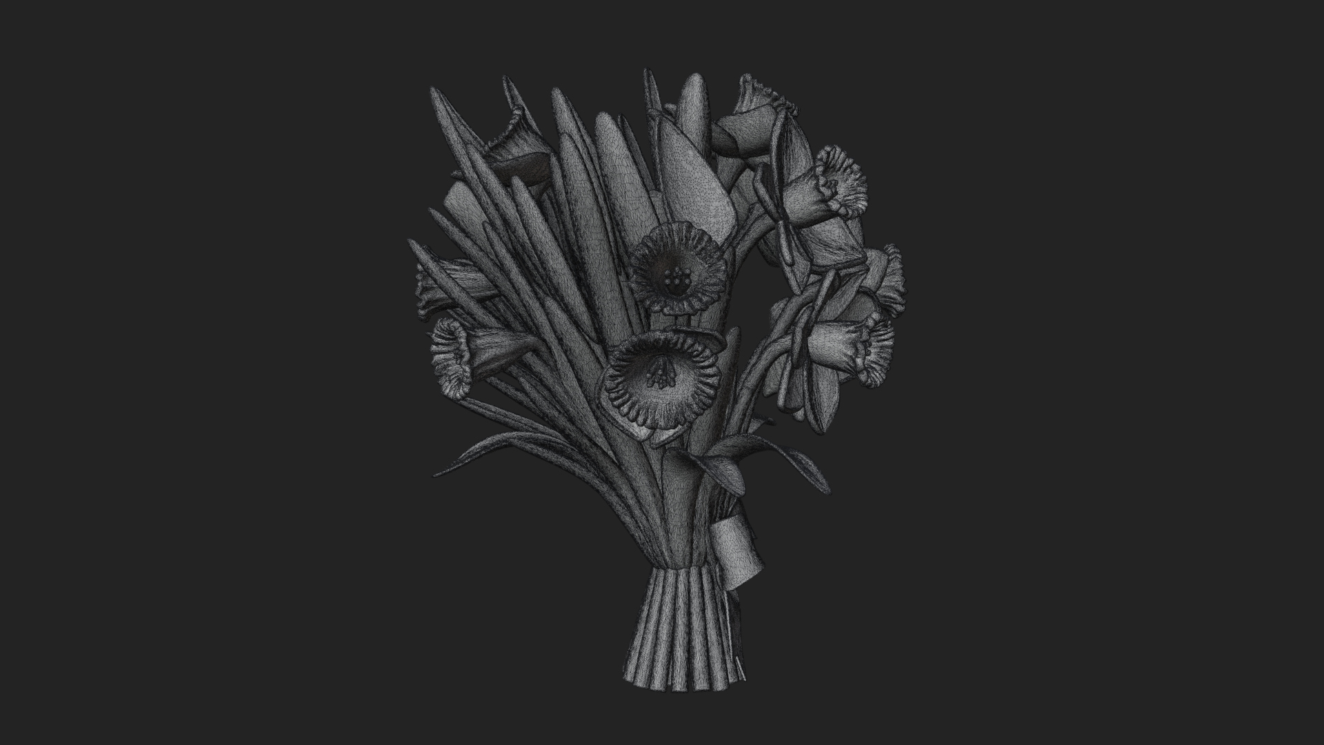 Daffodil Flower Bouquet Ornament Design 2 3D Print Model 3D Model