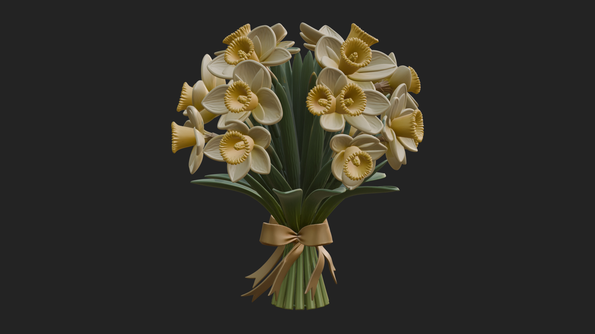 Daffodil Flower Bouquet Ornament Design 3 3D Print Model 3D Model