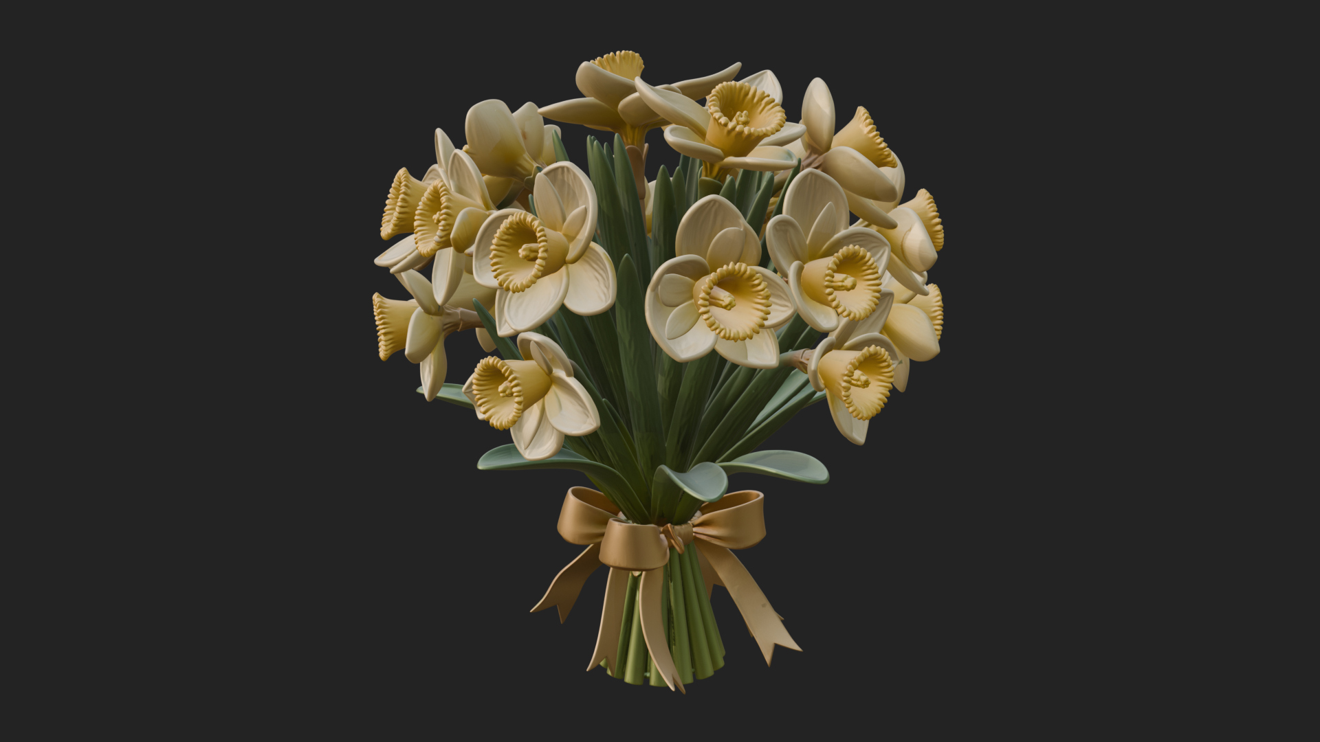 Daffodil Flower Bouquet Ornament Design 3 3D Print Model 3D Model