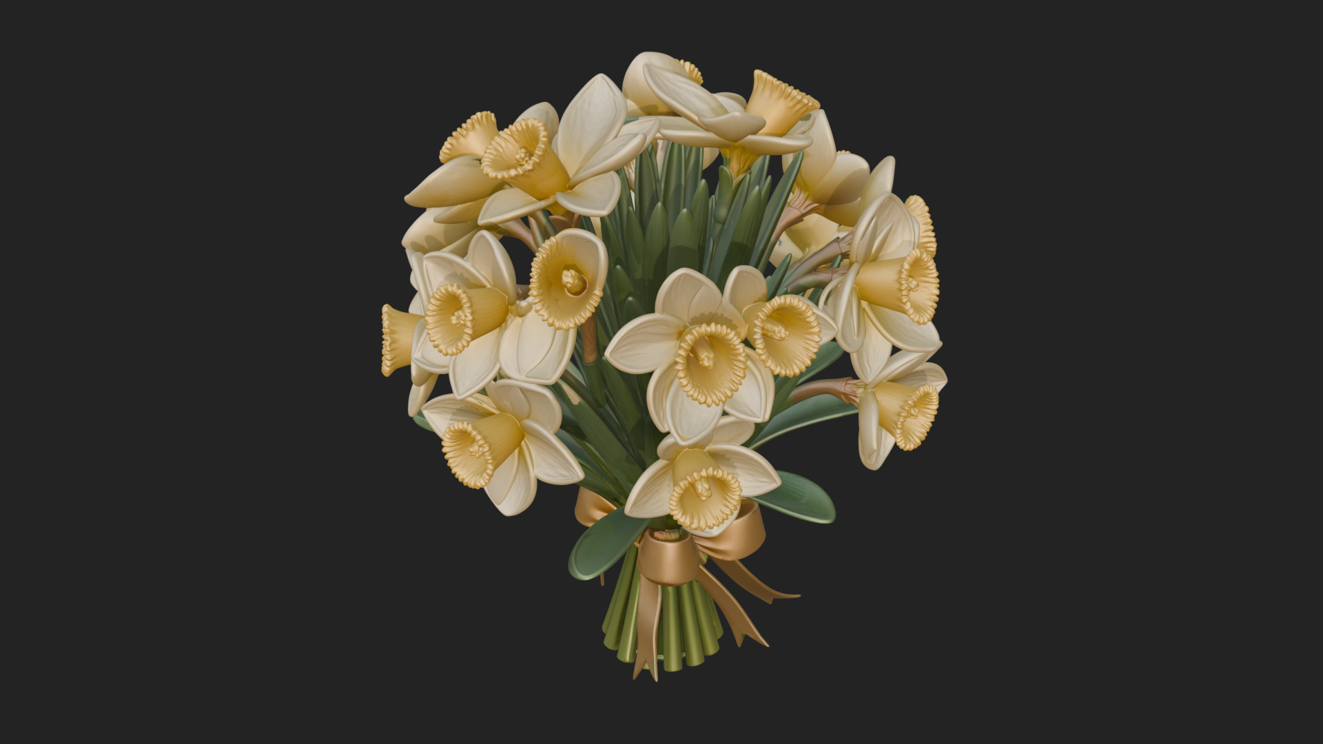 Daffodil Flower Bouquet Ornament Design 3 3D Print Model 3D Model