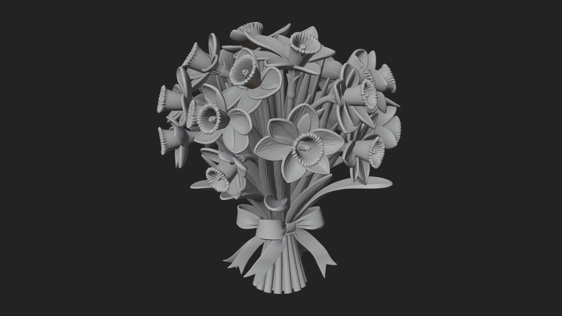 Daffodil Flower Bouquet Ornament Design 3 3D Print Model 3D Model