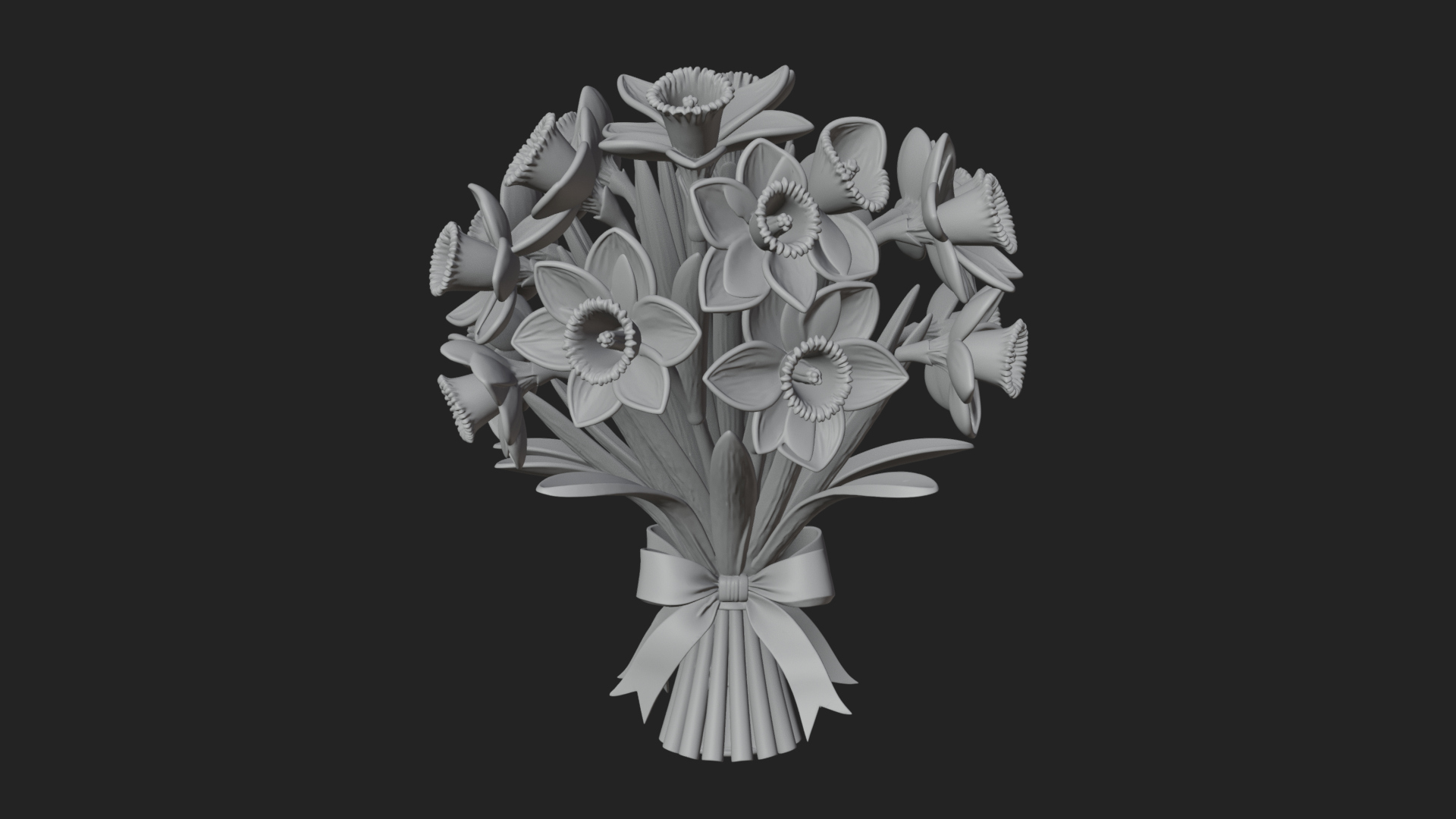 Daffodil Flower Bouquet Ornament Design 3 3D Print Model 3D Model