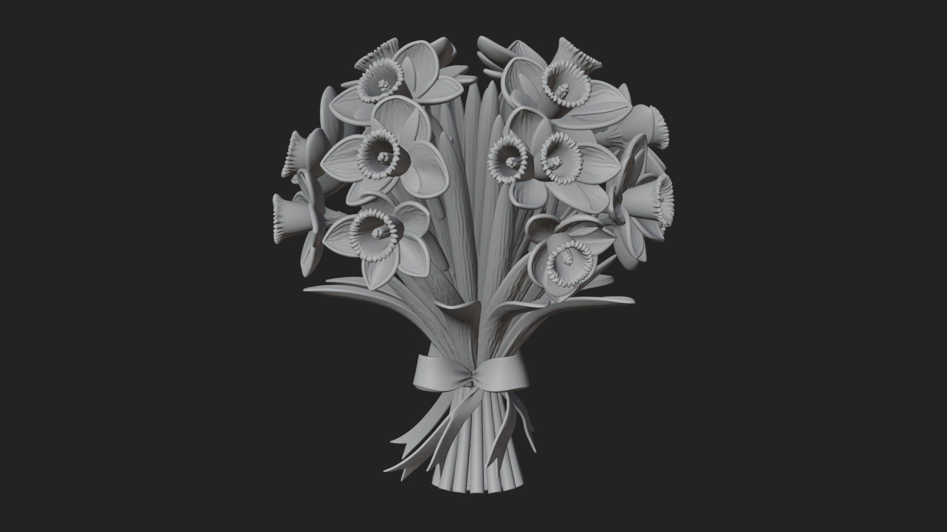 Daffodil Flower Bouquet Ornament Design 3 3D Print Model 3D Model