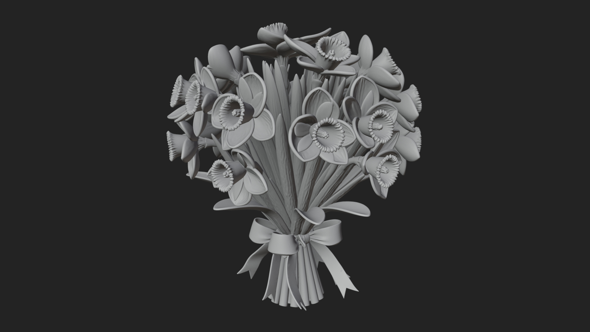 Daffodil Flower Bouquet Ornament Design 3 3D Print Model 3D Model