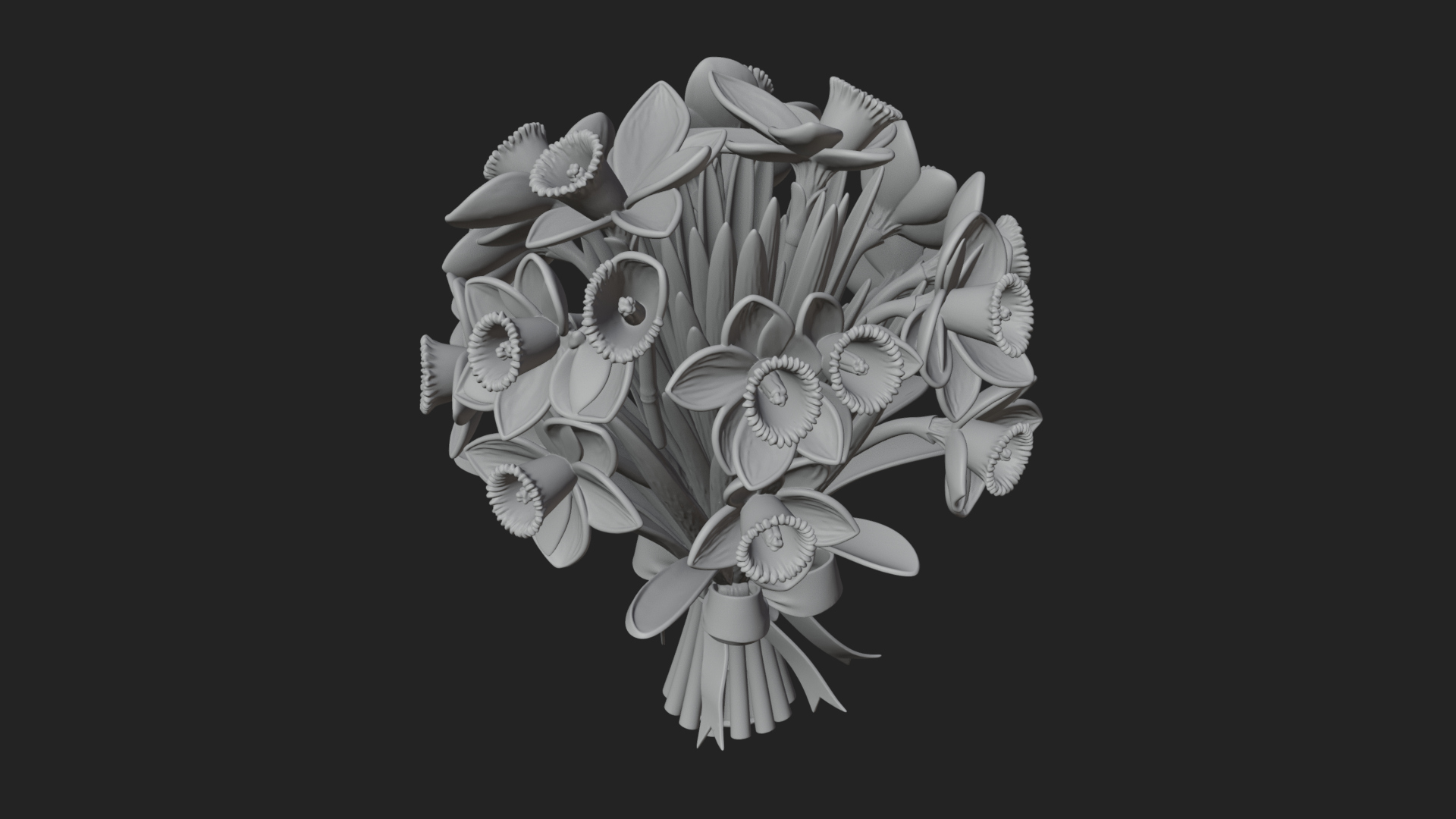 Daffodil Flower Bouquet Ornament Design 3 3D Print Model 3D Model
