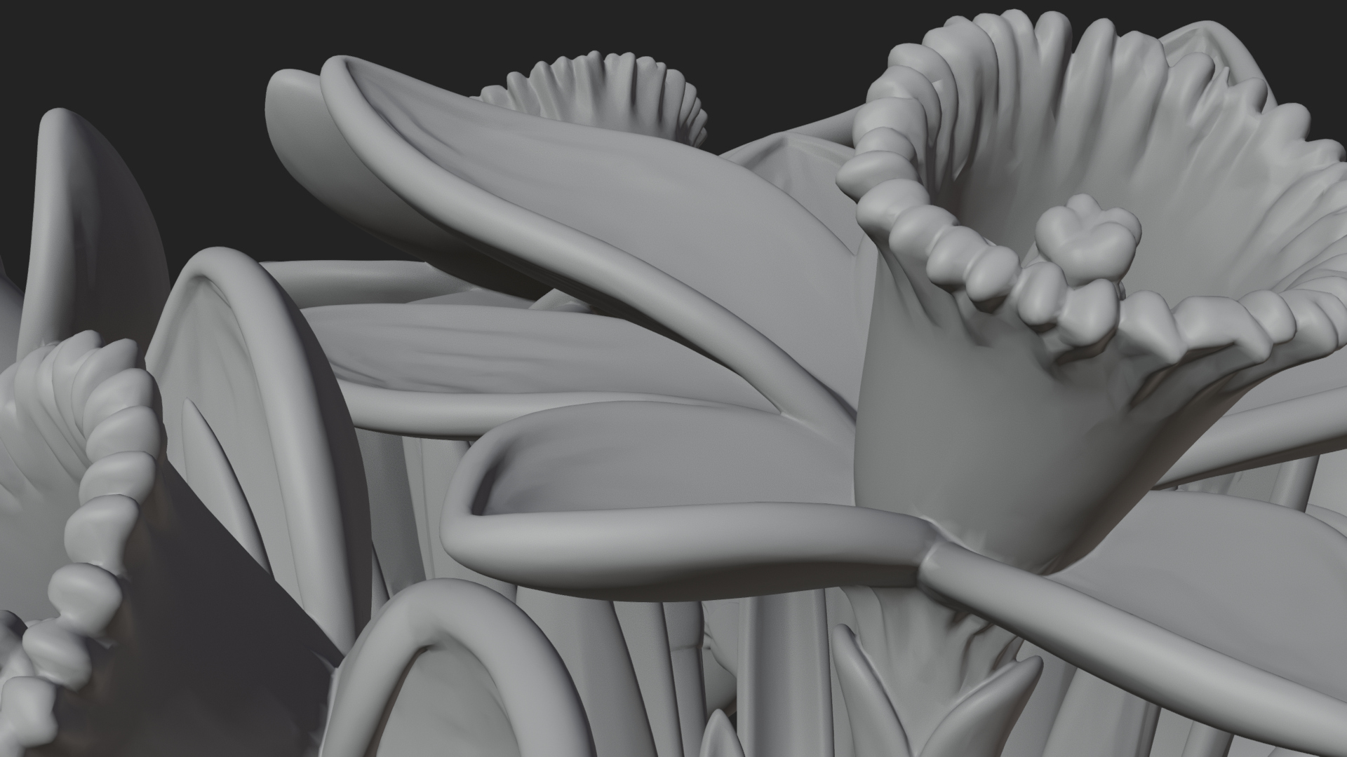 Daffodil Flower Bouquet Ornament Design 3 3D Print Model 3D Model