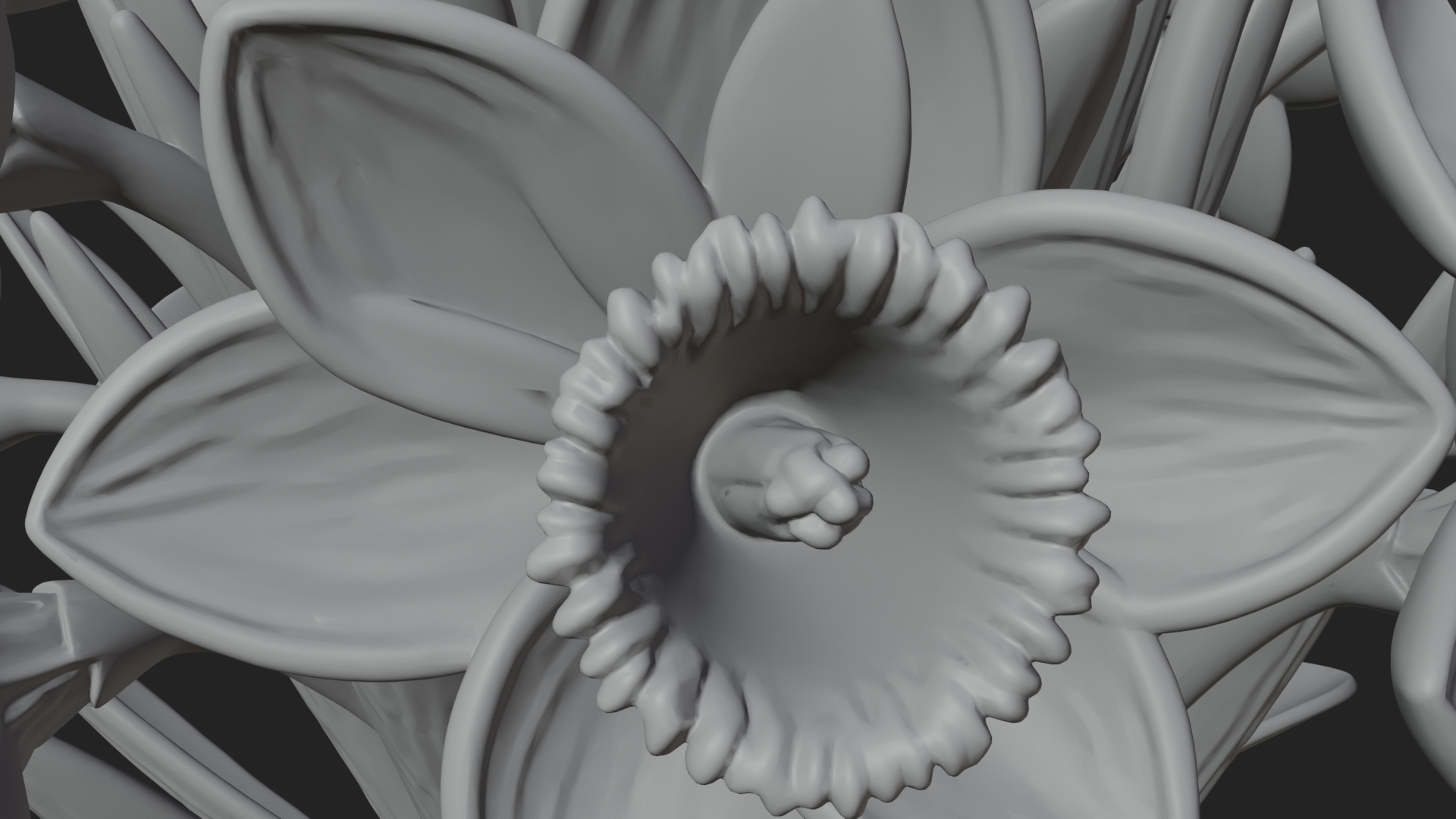 Daffodil Flower Bouquet Ornament Design 3 3D Print Model 3D Model