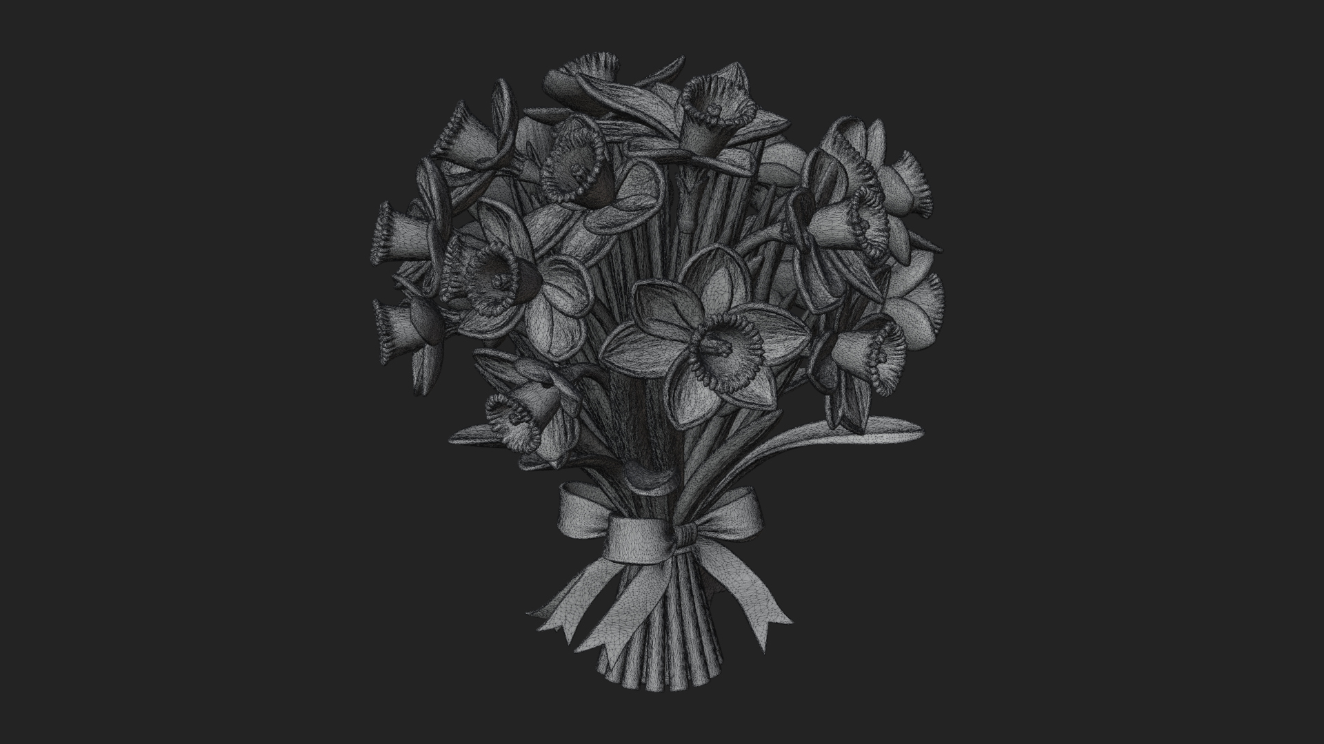 Daffodil Flower Bouquet Ornament Design 3 3D Print Model 3D Model
