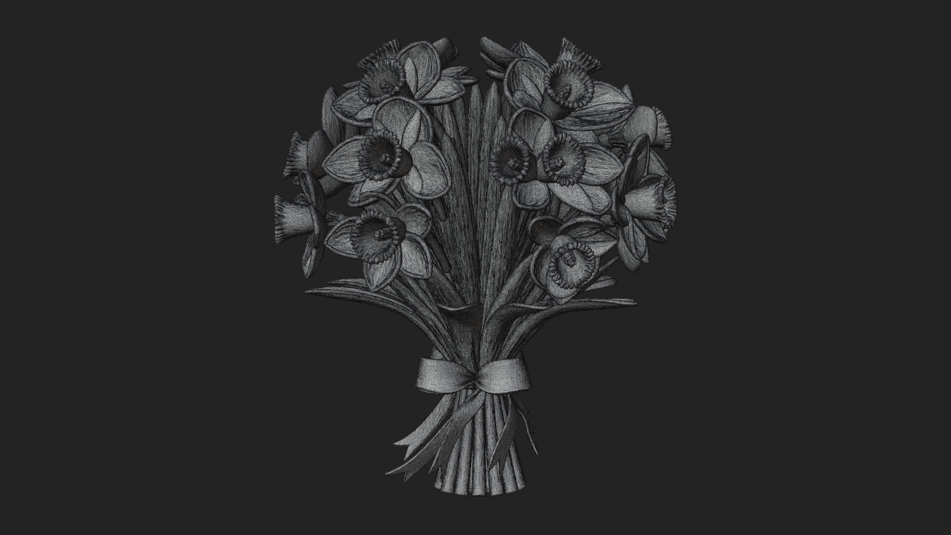 Daffodil Flower Bouquet Ornament Design 3 3D Print Model 3D Model