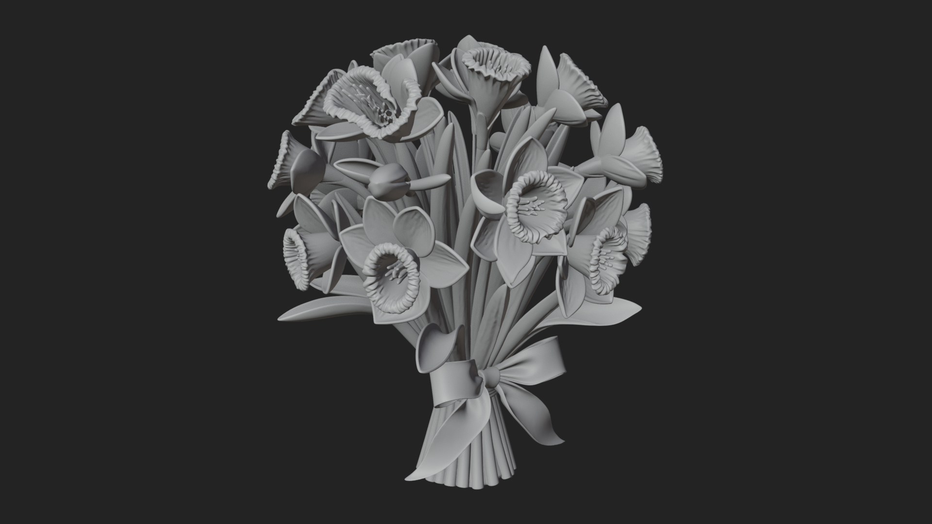 Daffodil Flower Bouquet Ornament Design 4 3D Print Model 3D Model