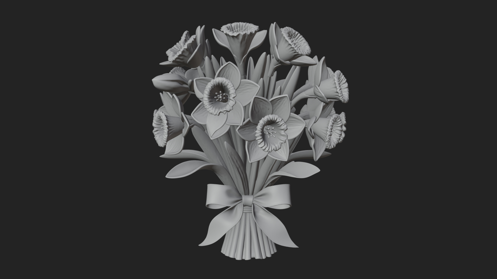 Daffodil Flower Bouquet Ornament Design 4 3D Print Model 3D Model