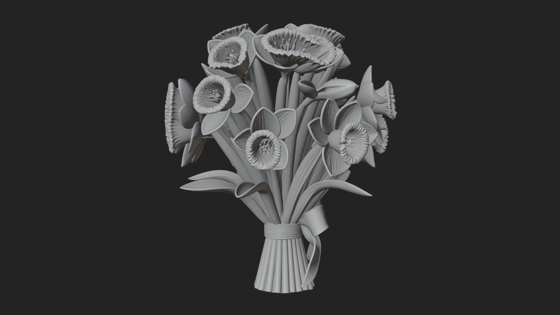 Daffodil Flower Bouquet Ornament Design 4 3D Print Model 3D Model