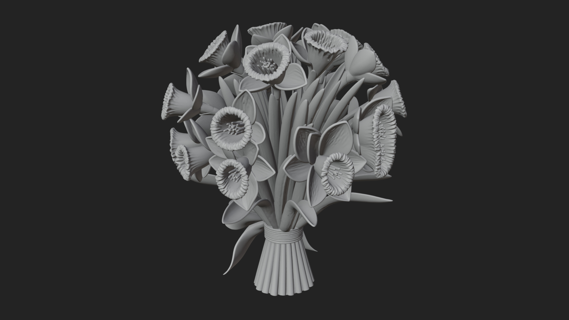 Daffodil Flower Bouquet Ornament Design 4 3D Print Model 3D Model