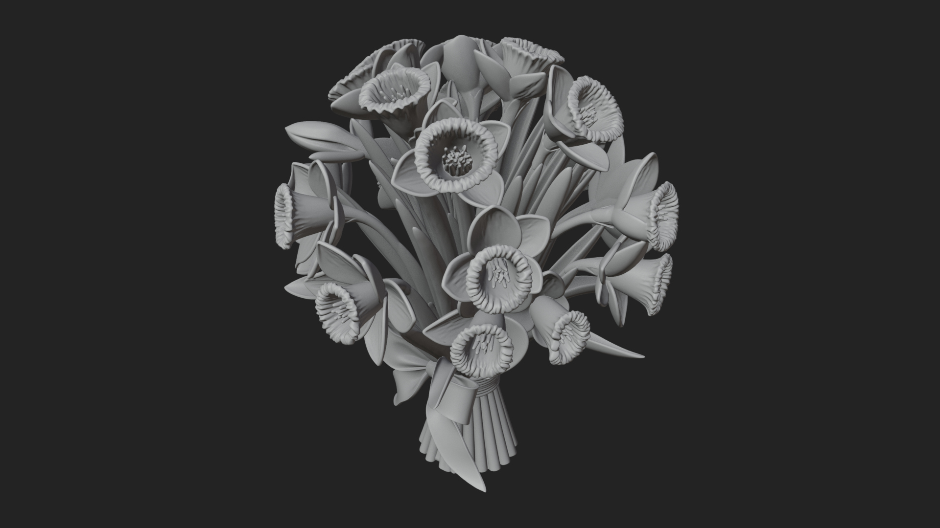 Daffodil Flower Bouquet Ornament Design 4 3D Print Model 3D Model