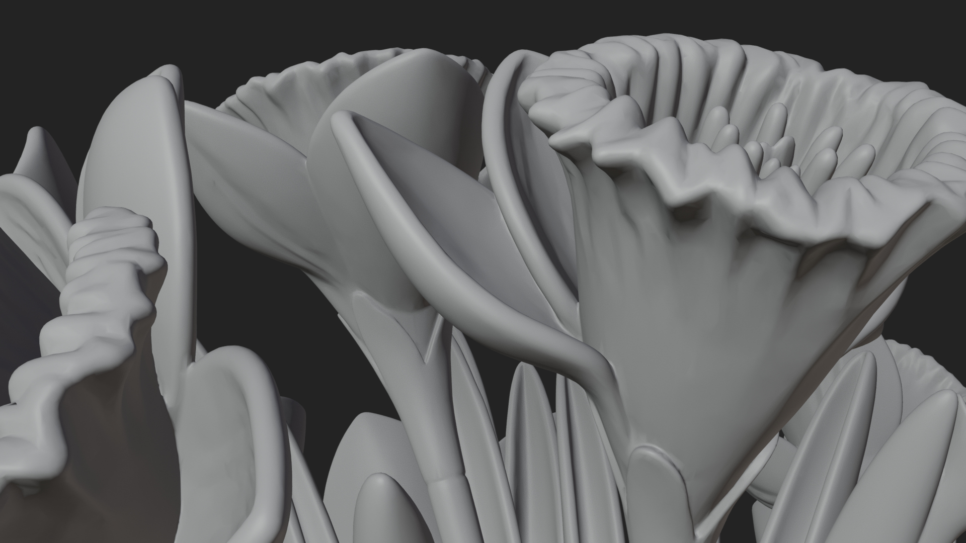 Daffodil Flower Bouquet Ornament Design 4 3D Print Model 3D Model
