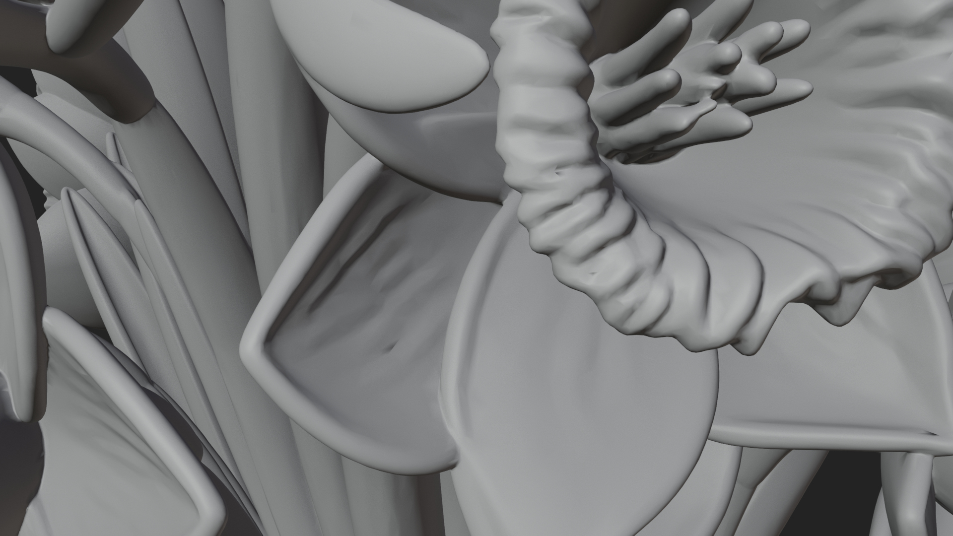 Daffodil Flower Bouquet Ornament Design 4 3D Print Model 3D Model